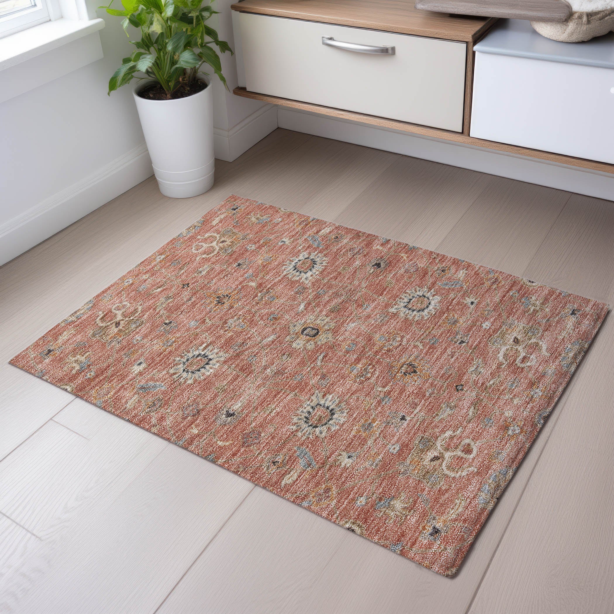 Marrakech Machine Washable Traditional Pink Rug 1'8" x 2'6" #shape_Rectangle