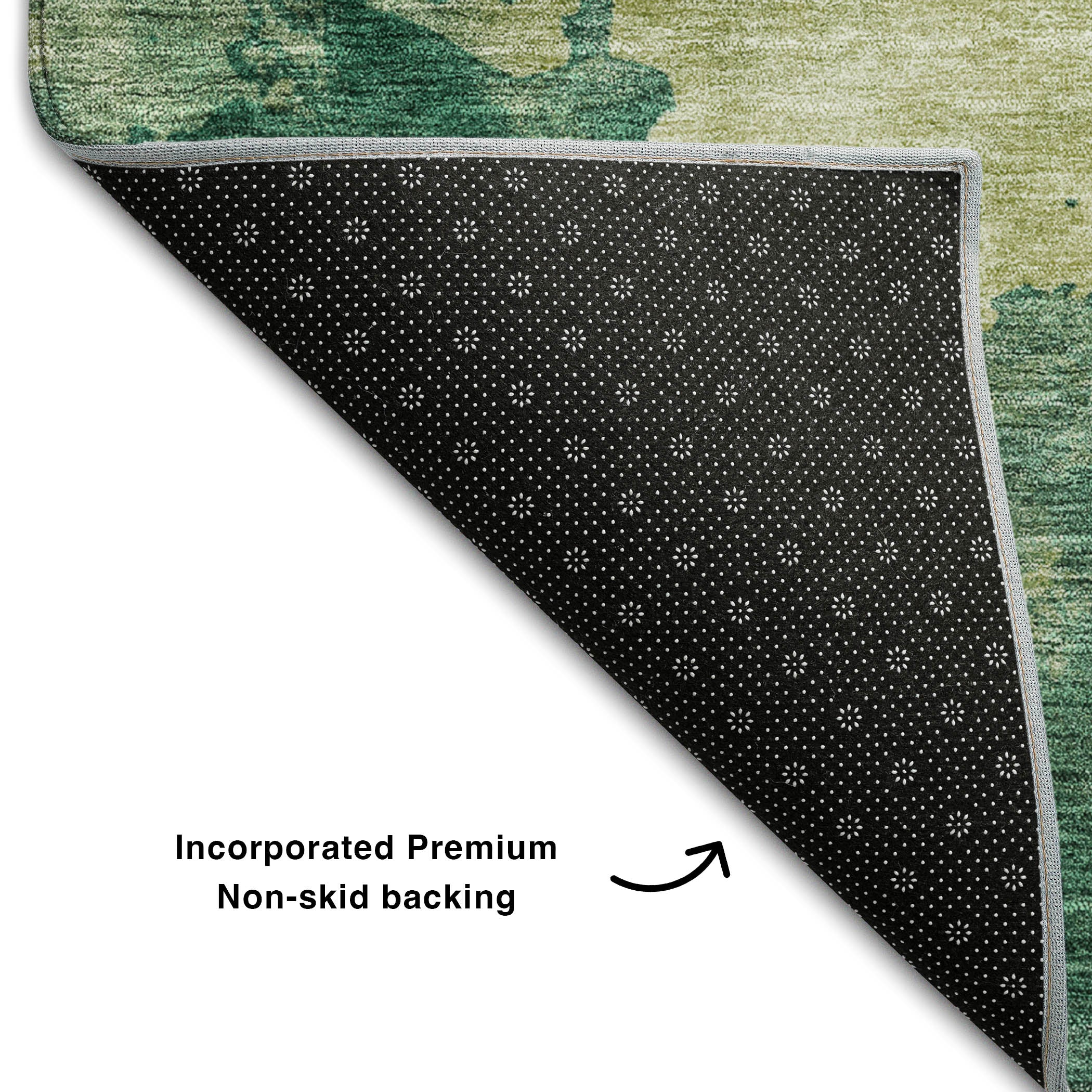 Rome Machine Washable Transitional Green Rug 1'8" x 2'6" #shape_Rectangle