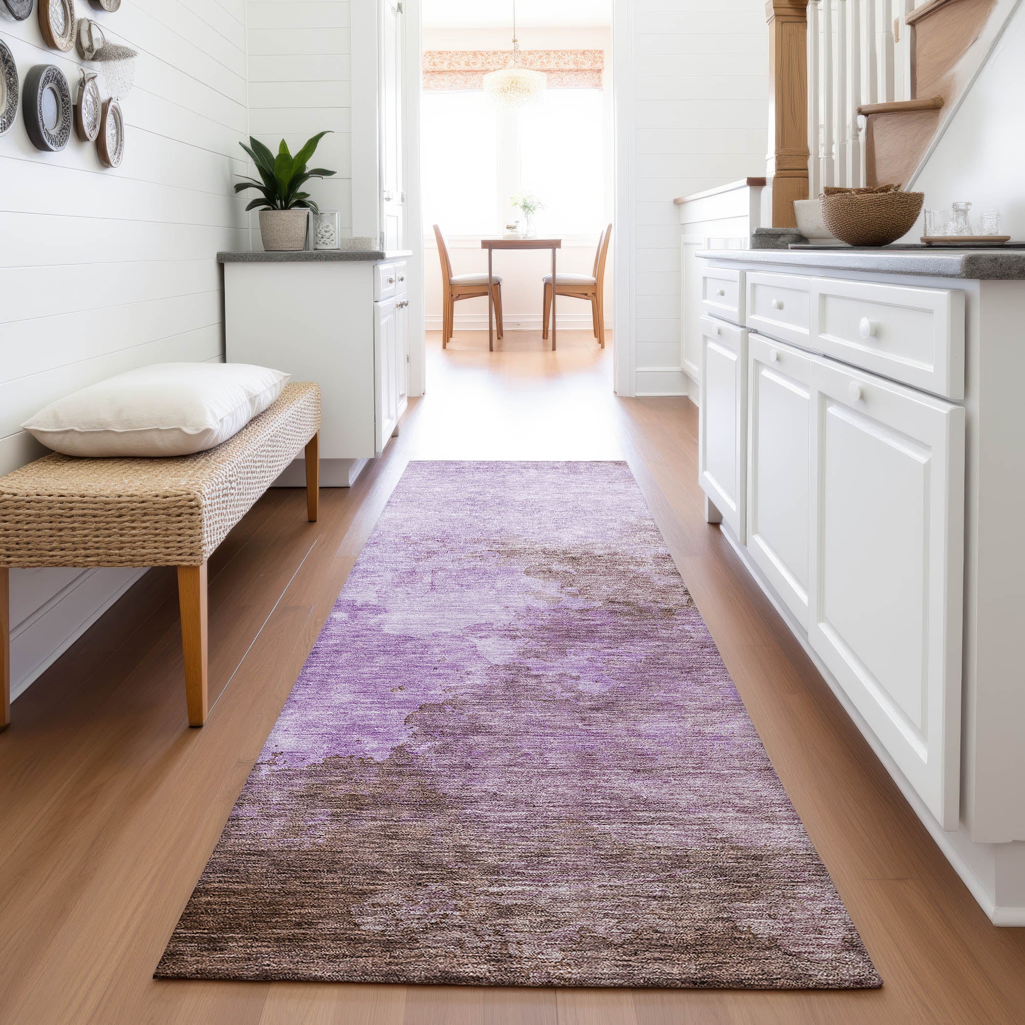 Rome Machine Washable Transitional Lavender Purple Rug 2'3" x 7'6" #shape_Runner