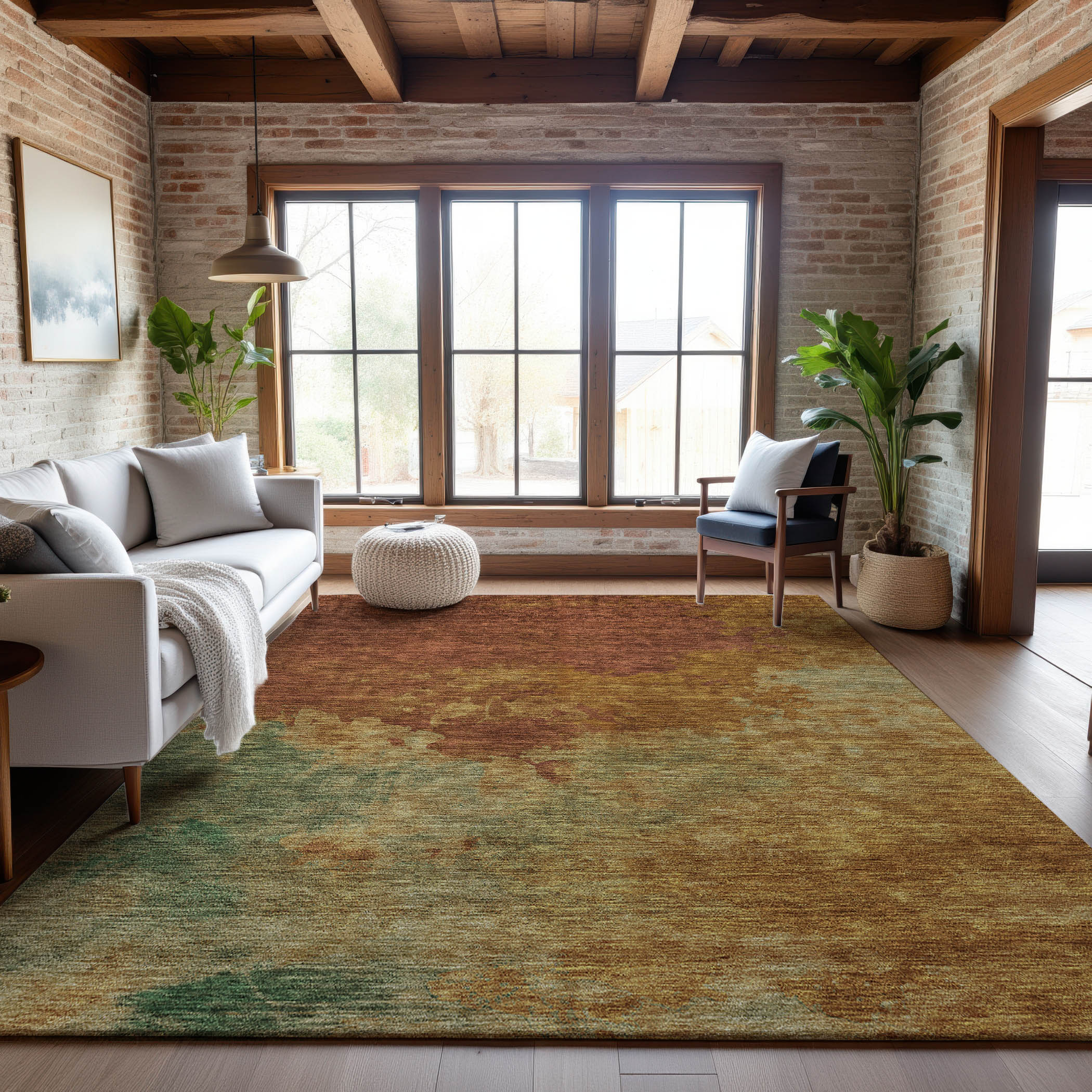 Rome Machine Washable Transitional Paprika Orange Rug 2'6" x 3'10" #shape_Rectangle