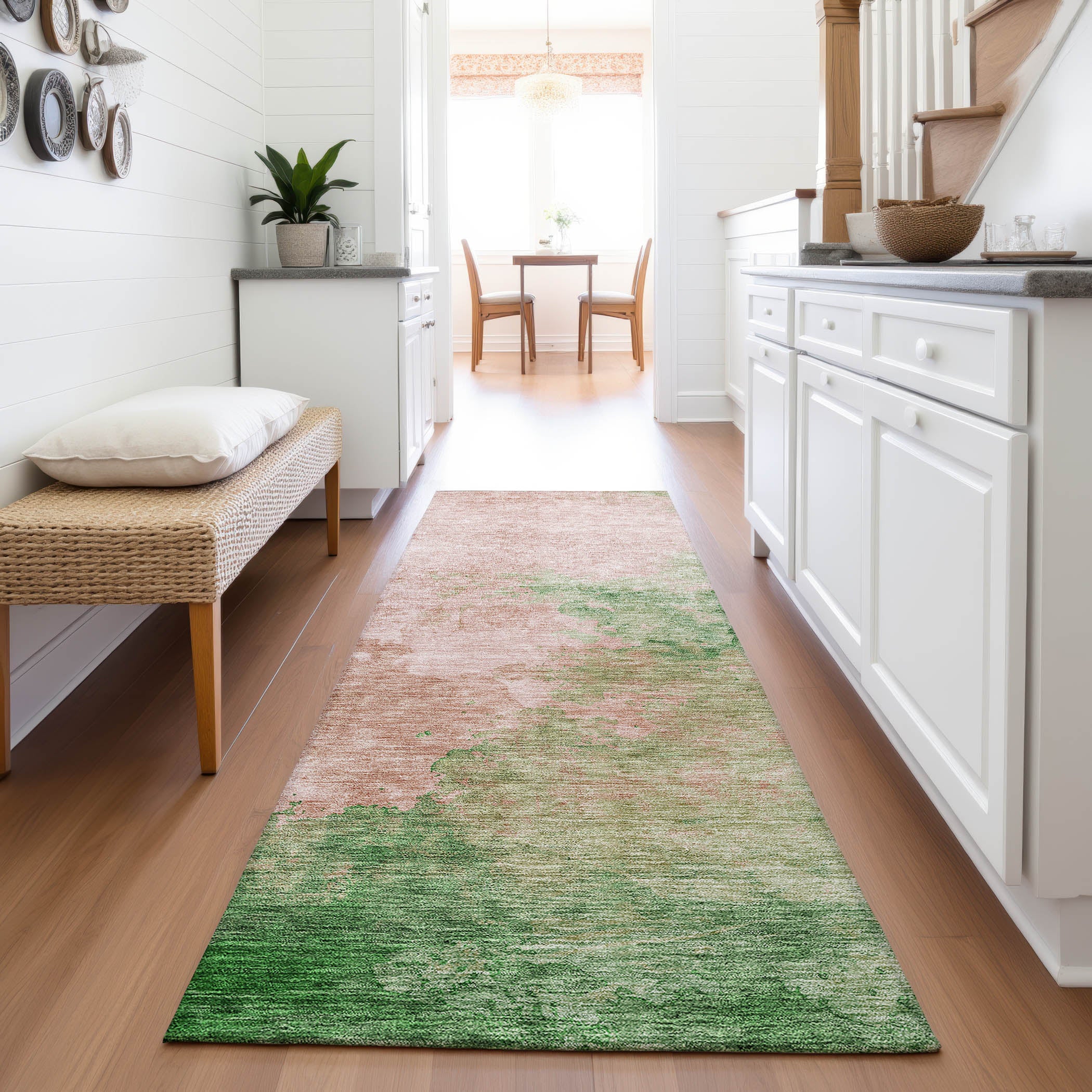 Rome Machine Washable Transitional Pink Rug 2'3" x 7'6" #shape_Runner