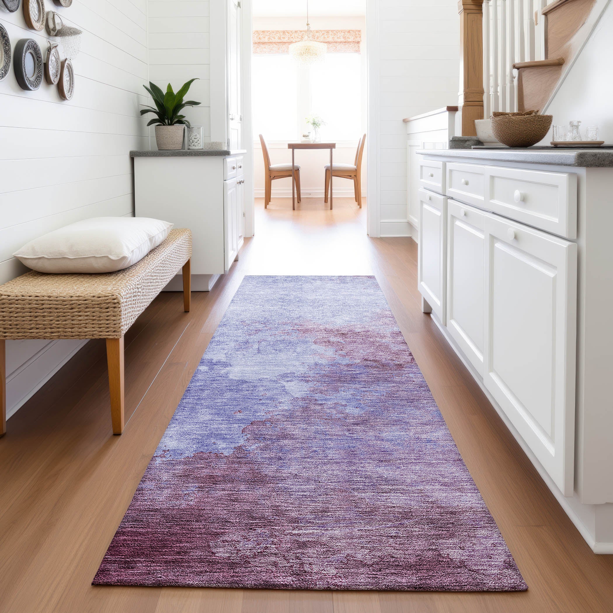 Rome Machine Washable Transitional Purple Rug 2'3" x 7'6" #shape_Runner