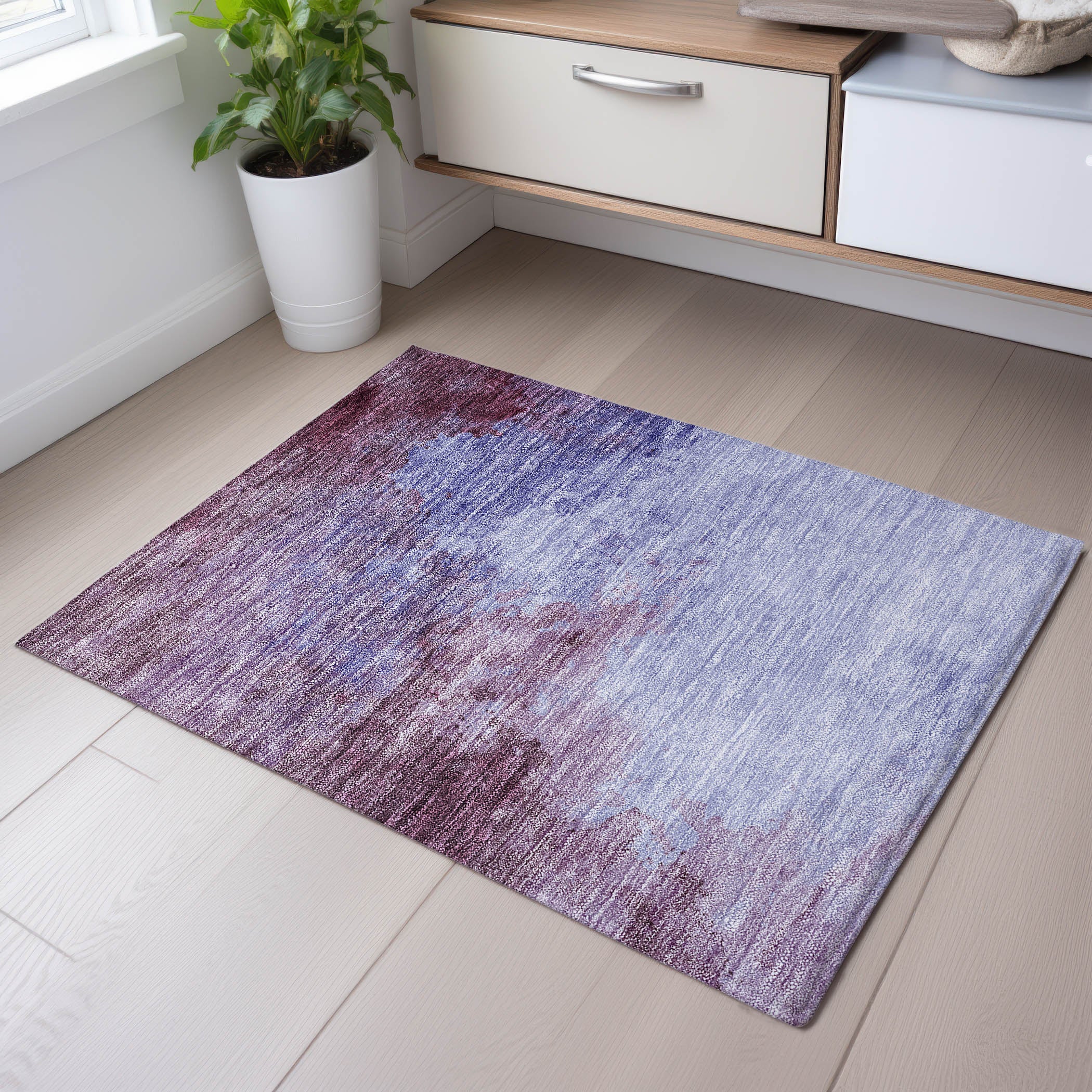 Rome Machine Washable Transitional Purple Rug 1'8" x 2'6" #shape_Rectangle