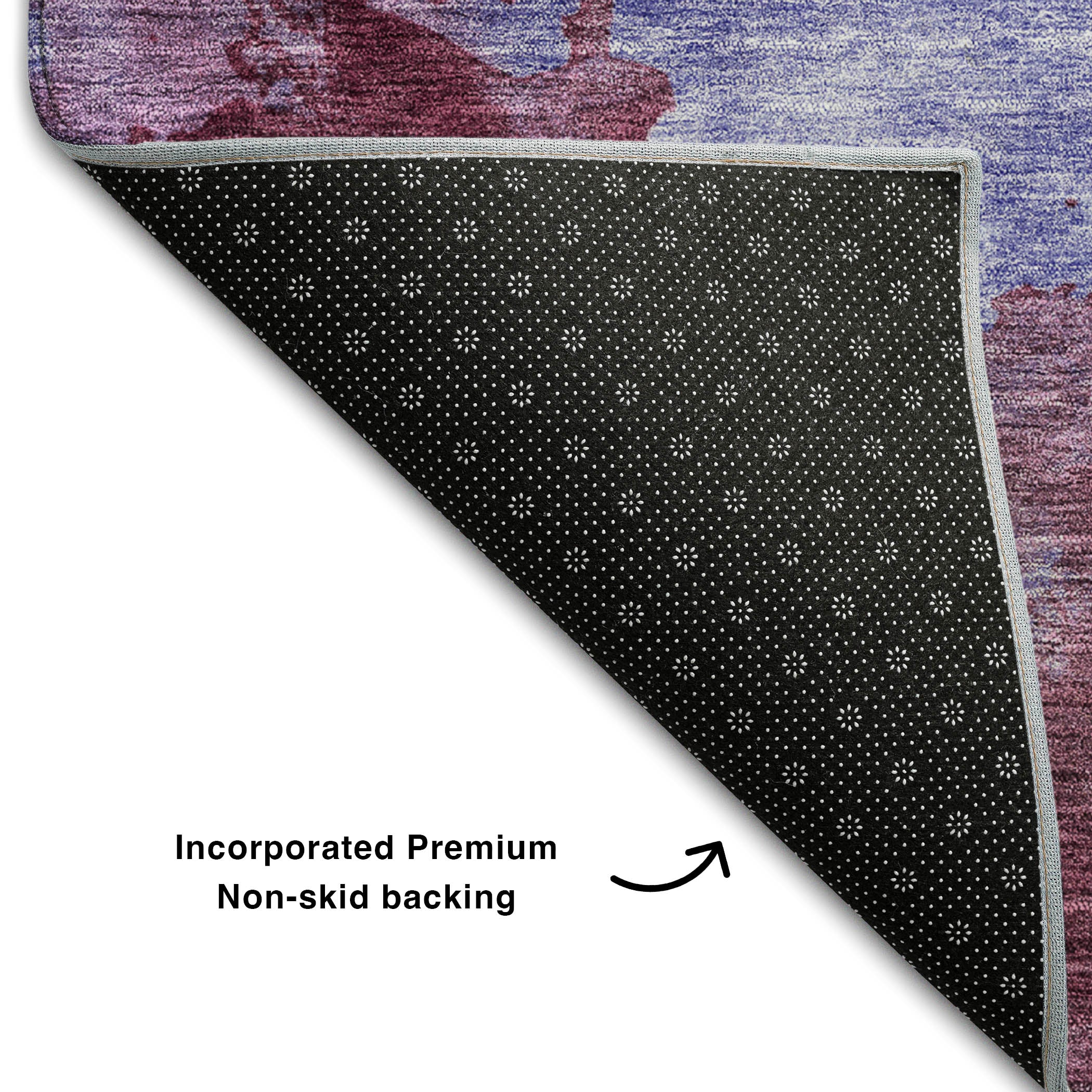 Rome Machine Washable Transitional Purple Rug 1'8" x 2'6" #shape_Rectangle