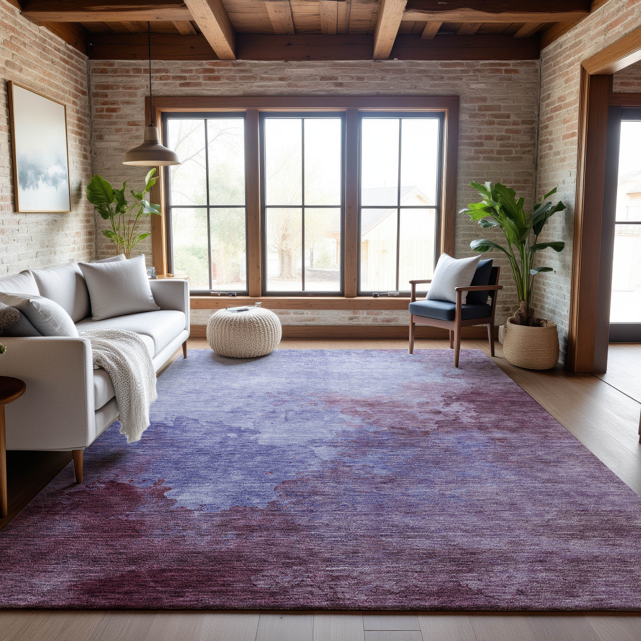 Rome Machine Washable Transitional Purple Rug 2'6" x 3'10" #shape_Rectangle