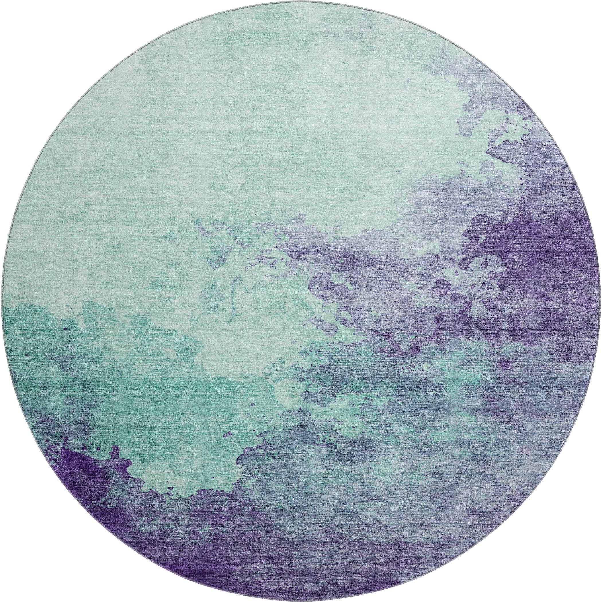 Rome Machine Washable Transitional Seafoam Blue Rug 8' x 8' #shape_Round
