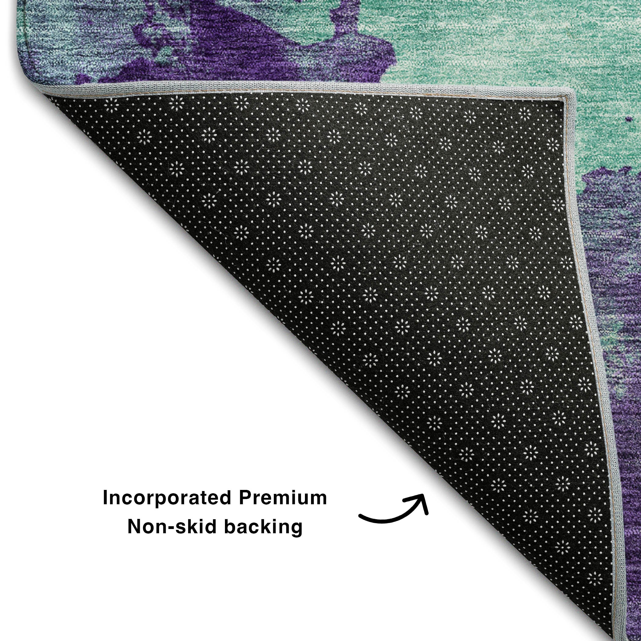 Rome Machine Washable Transitional Seafoam Blue Rug 1'8" x 2'6" #shape_Rectangle