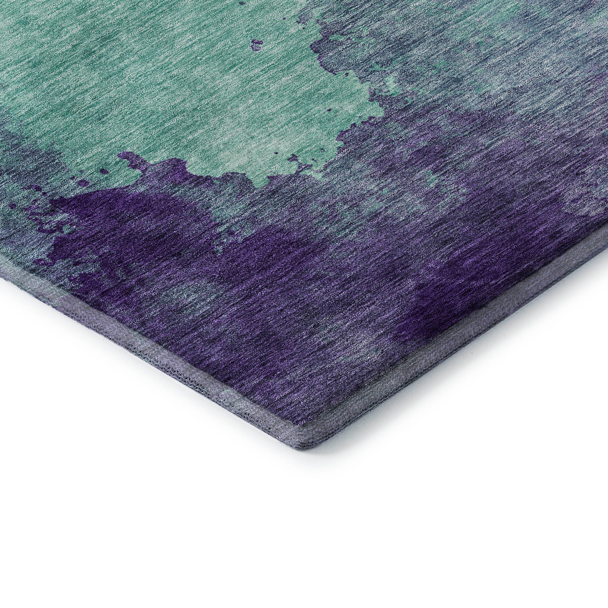 Rome Machine Washable Transitional Seafoam Blue Rug 1'8" x 2'6" #shape_Rectangle