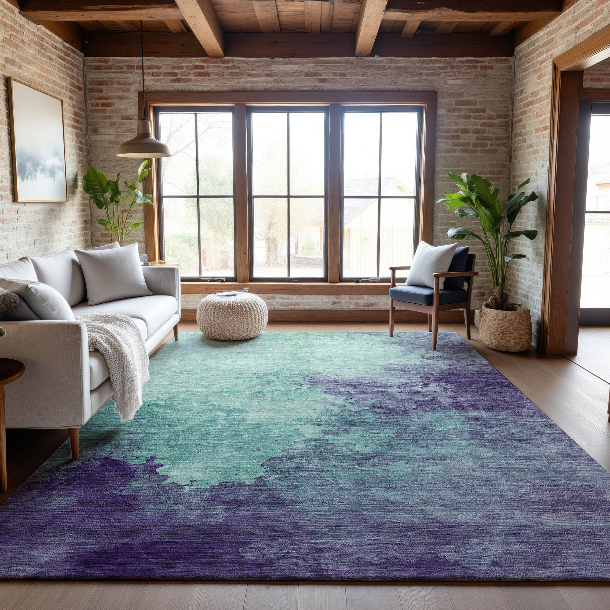 Rome Machine Washable Transitional Seafoam Blue Rug 2'6" x 3'10" #shape_Rectangle