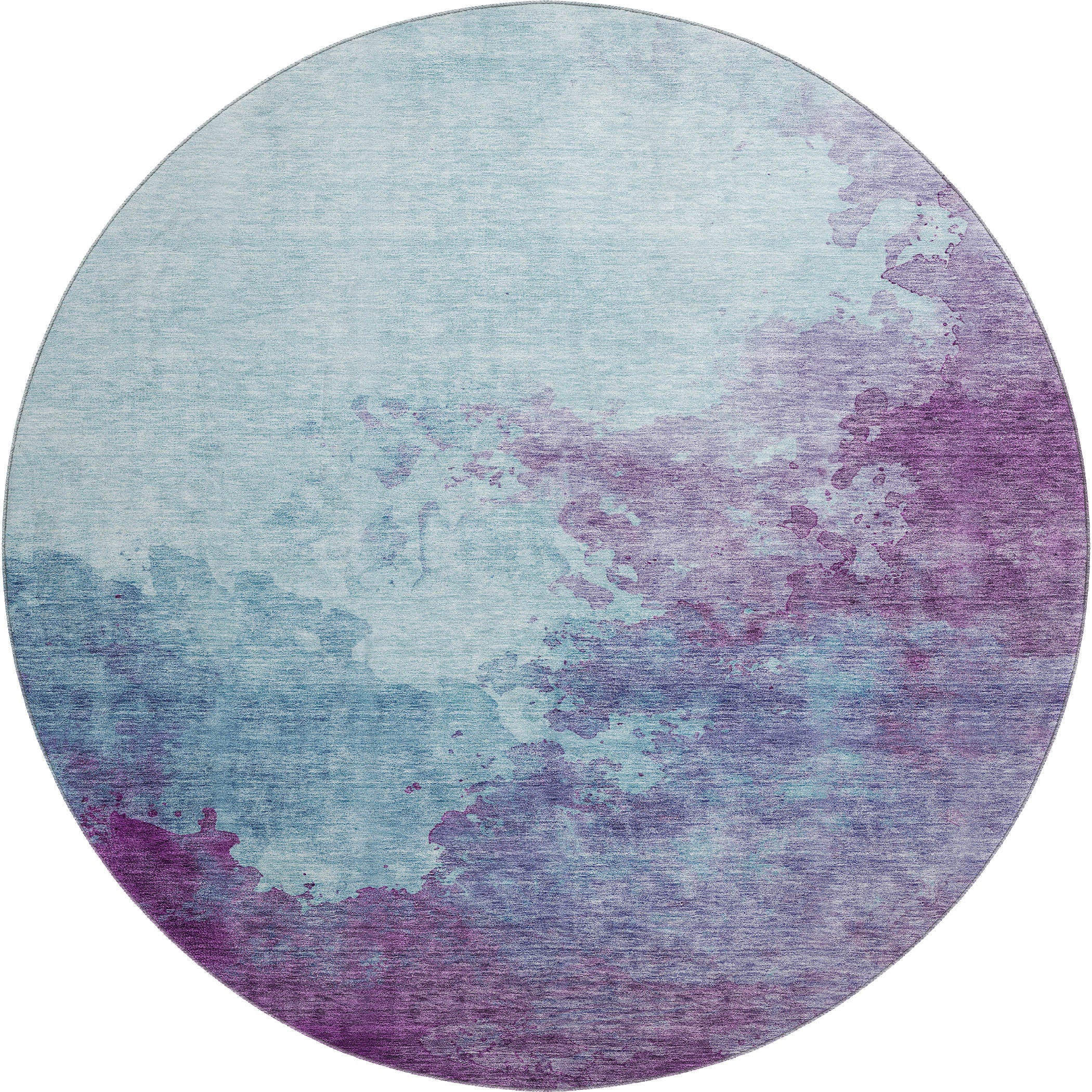 Rome Machine Washable Transitional Sky Blue Rug 8' x 8' #shape_Round