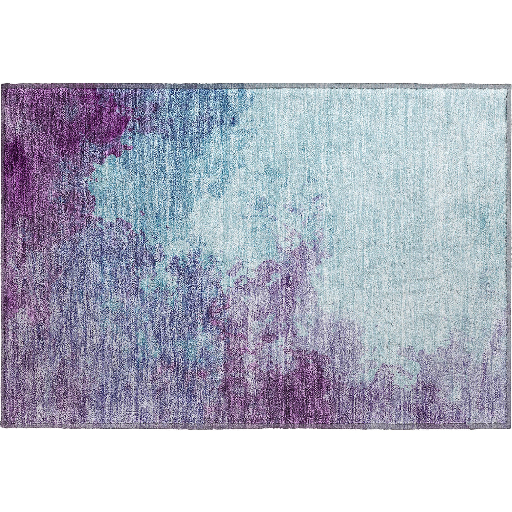 Rome Machine Washable Transitional Sky Blue Rug 1'8" x 2'6" #shape_Rectangle