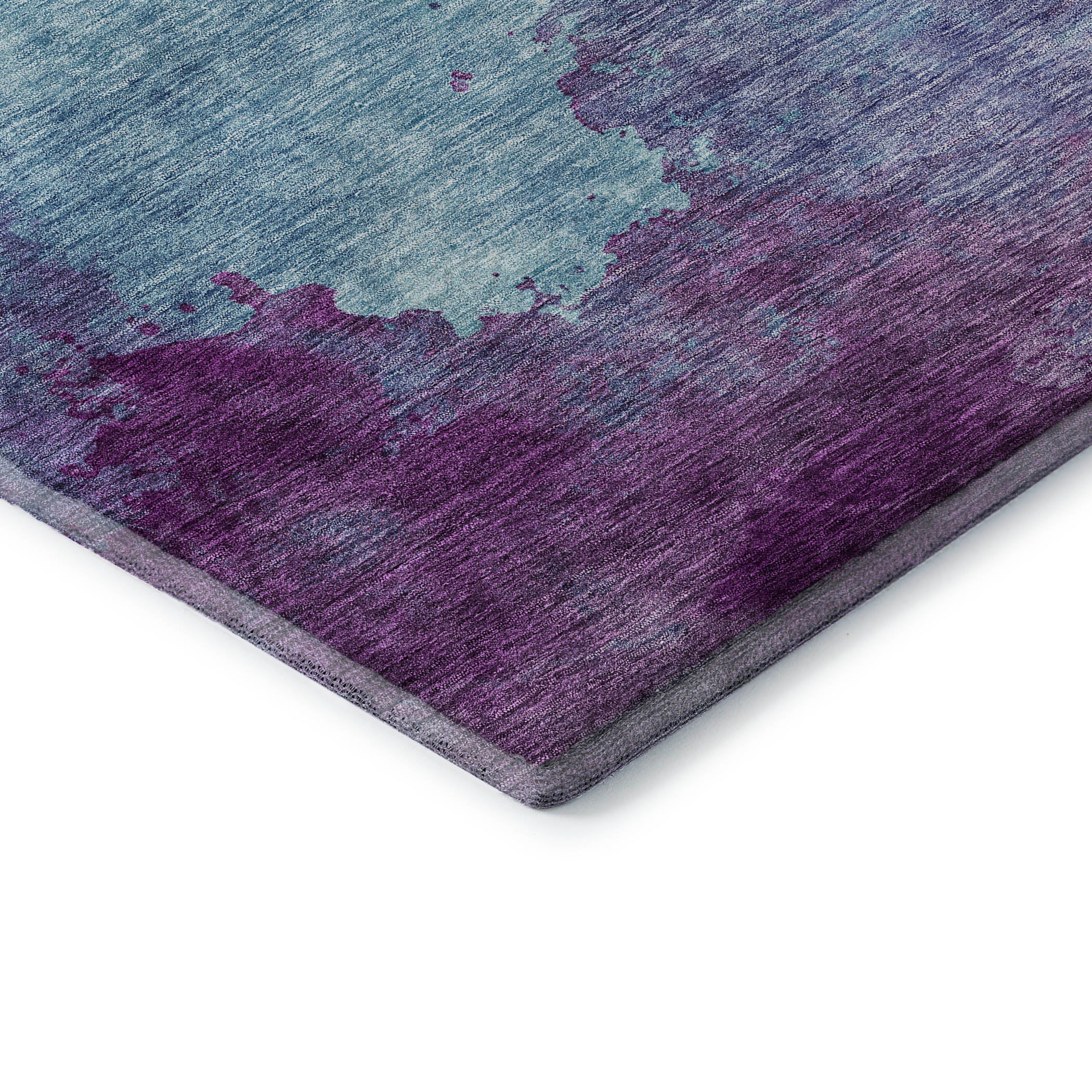 Rome Machine Washable Transitional Sky Blue Rug 1'8" x 2'6" #shape_Rectangle