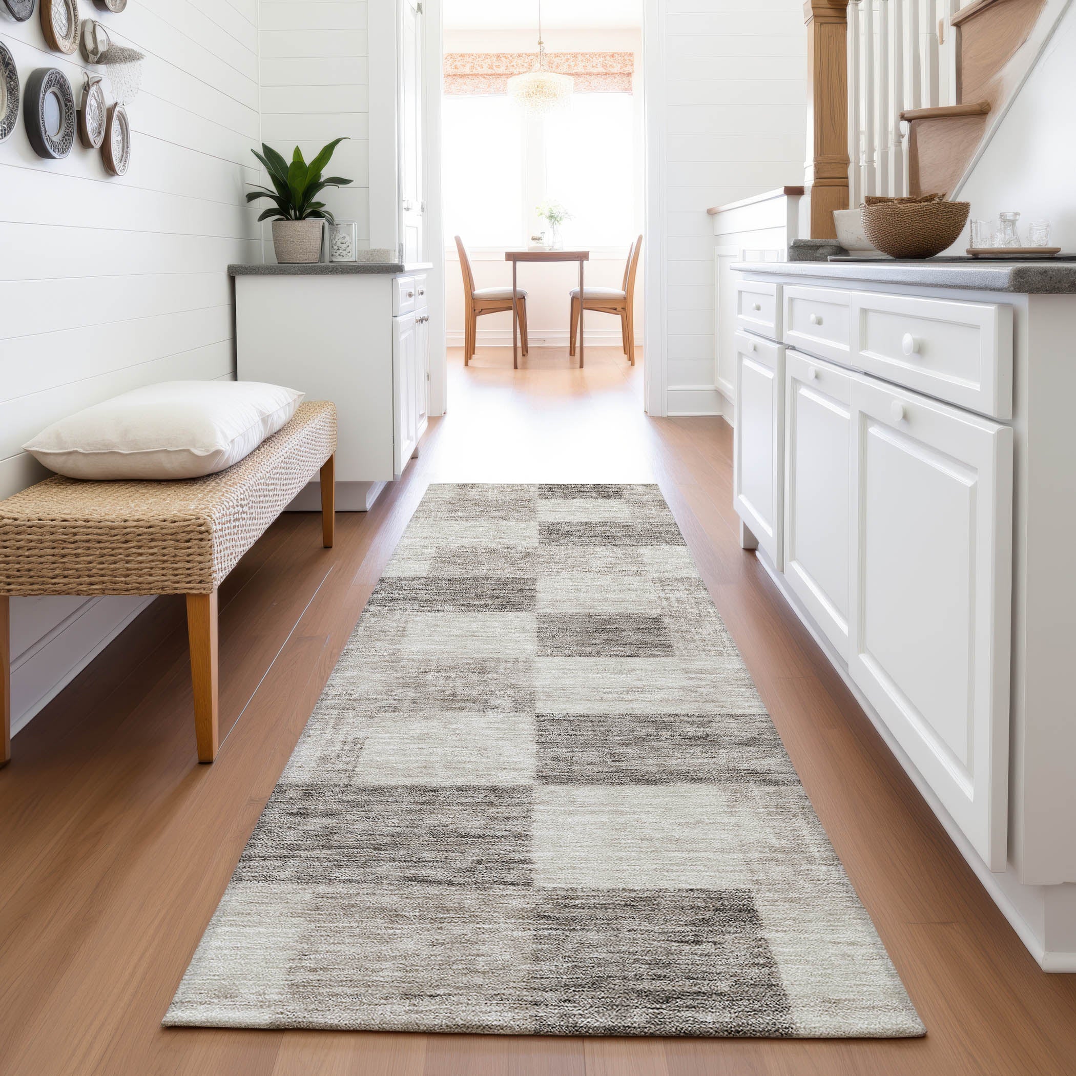 Cairo Machine Washable Transitional Beige Brown Rug 2'3" x 7'6" #shape_Runner