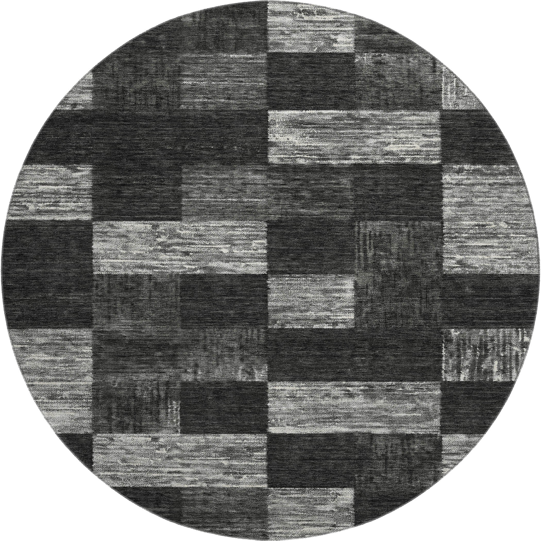 Cairo Machine Washable Transitional Black Rug 8' x 8' #shape_Round