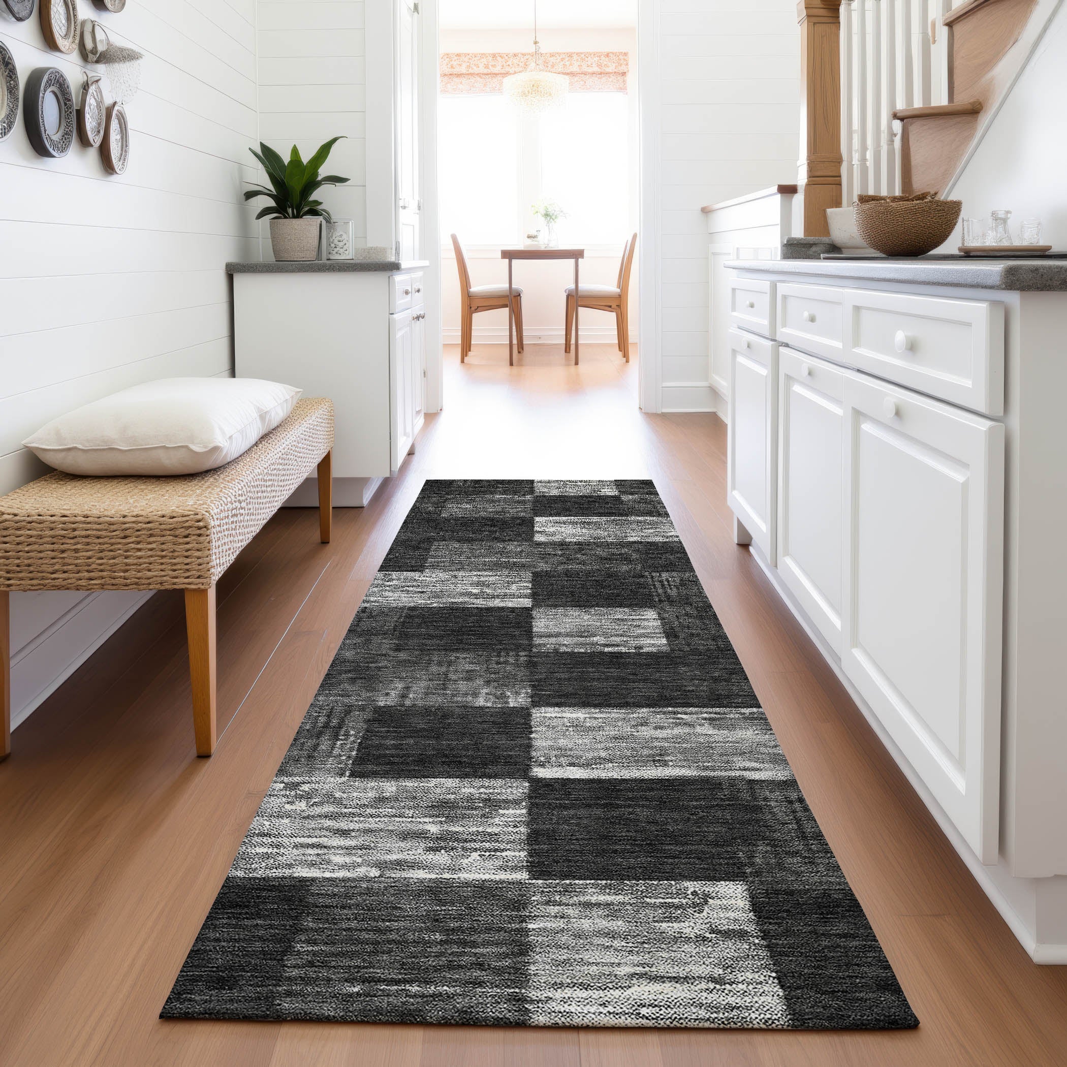 Cairo Machine Washable Transitional Black Rug 2'3" x 7'6" #shape_Runner