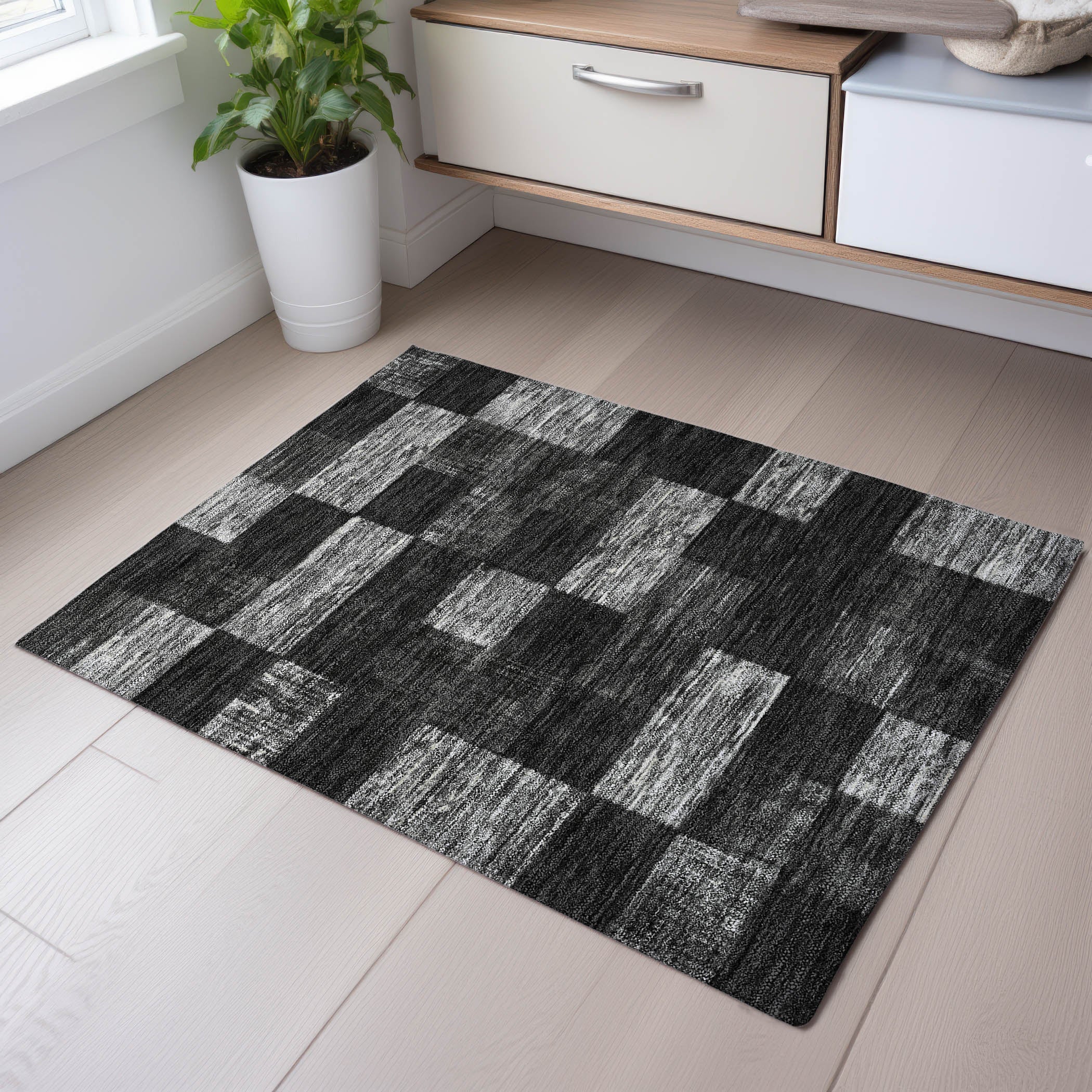 Cairo Machine Washable Transitional Black Rug 1'8" x 2'6" #shape_Rectangle