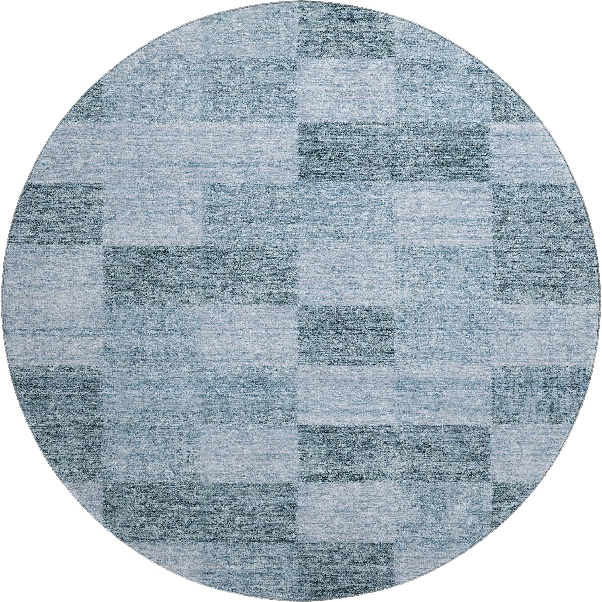Cairo Machine Washable Transitional Denim Blue Rug 8' x 8' #shape_Round