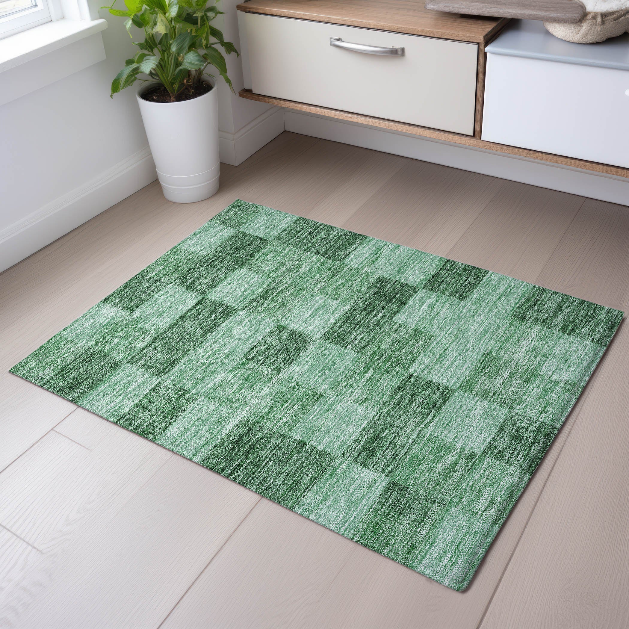 Cairo Machine Washable Transitional Green Rug 1'8" x 2'6" #shape_Rectangle