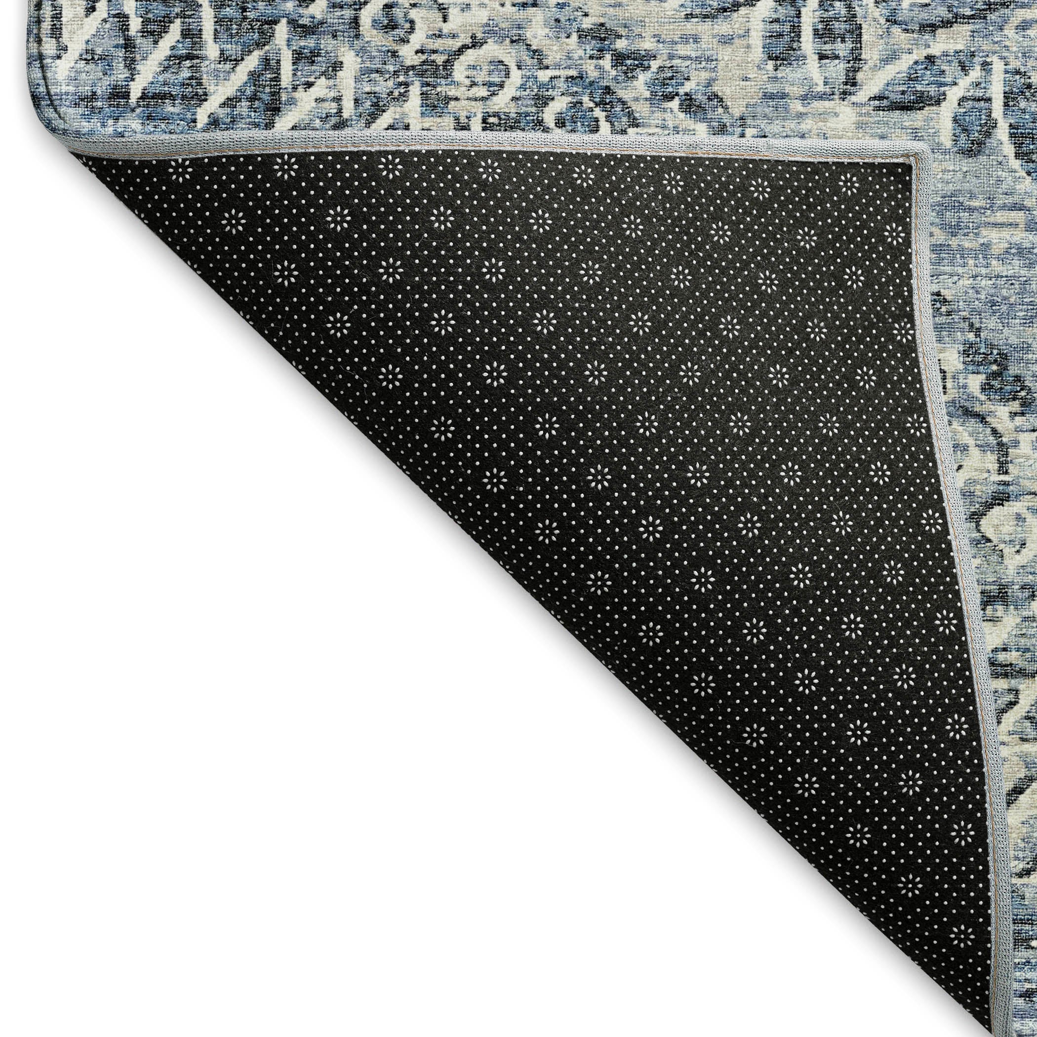 Antigua Machine Washable Transitional Blue Rug 1'8" x 2'6" #shape_Rectangle