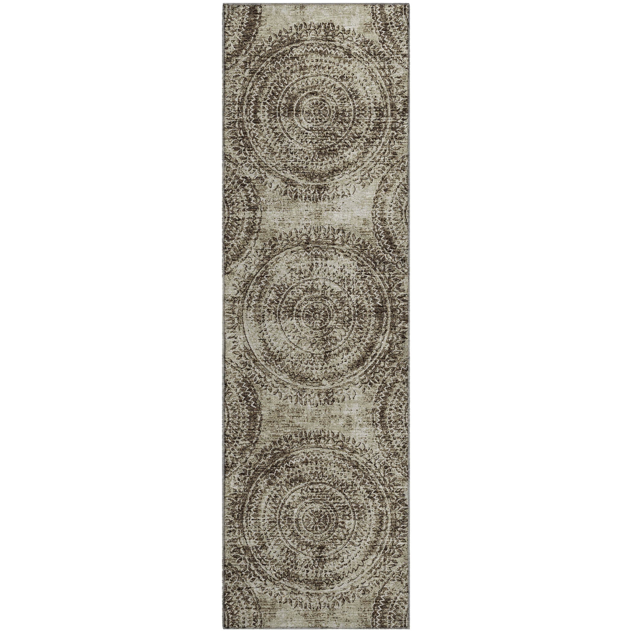 Antigua Machine Washable Transitional Brown Rug 2'3" x 7'6" #shape_Runner