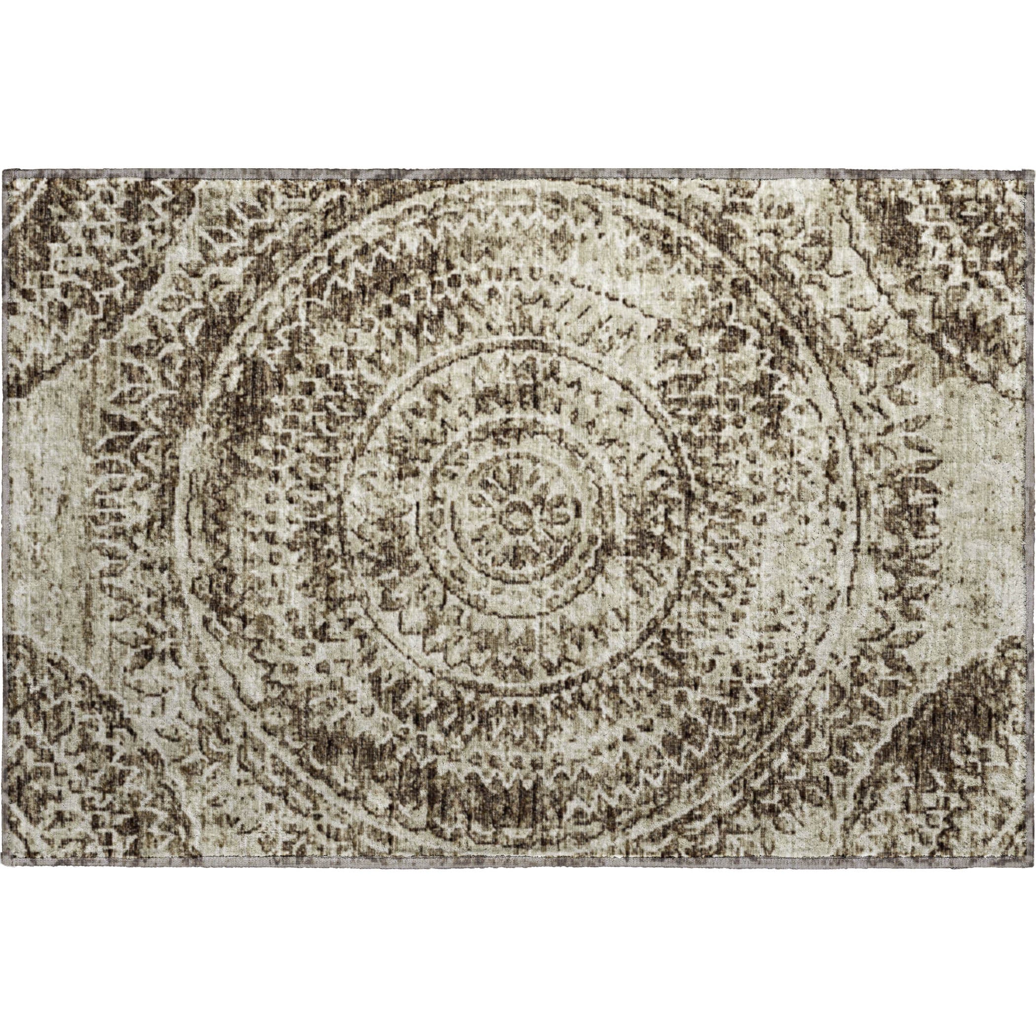 Antigua Machine Washable Transitional Brown Rug 1'8" x 2'6" #shape_Rectangle