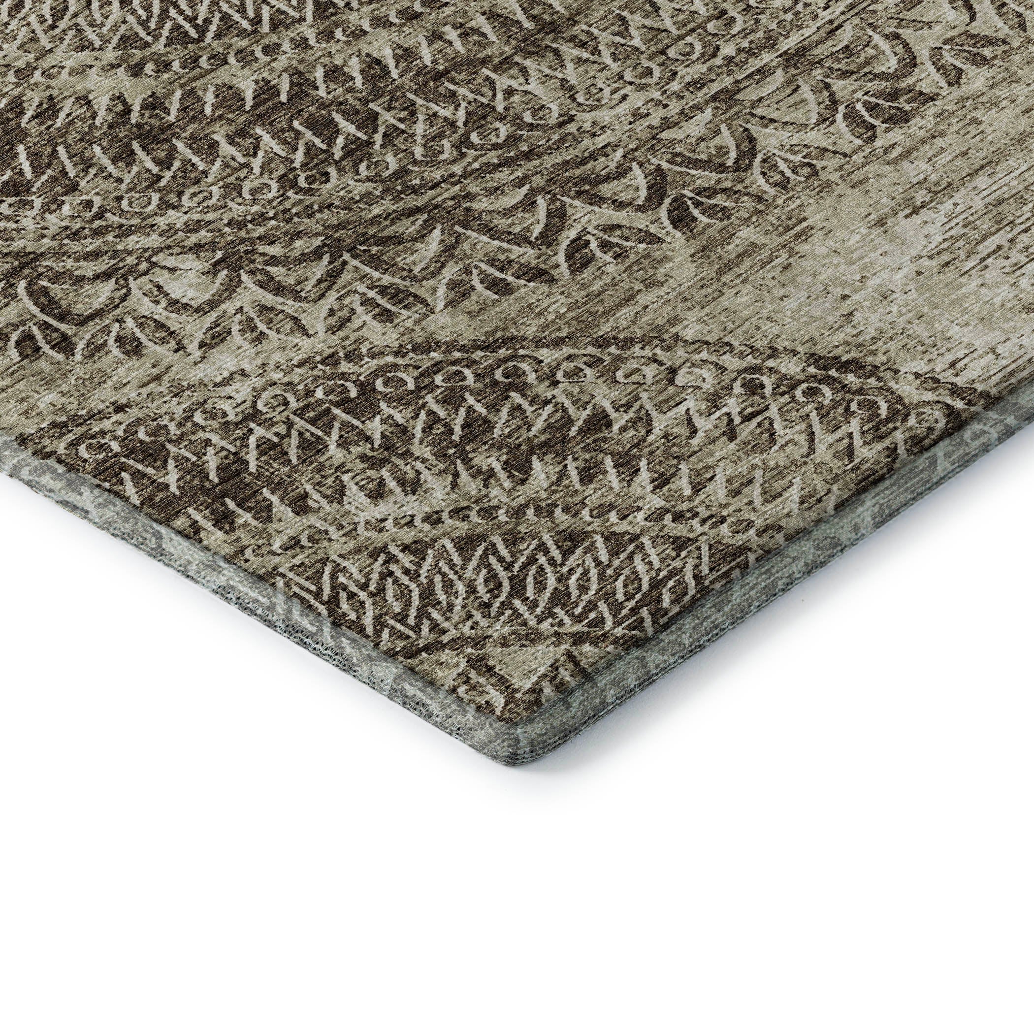 Antigua Machine Washable Transitional Brown Rug 1'8" x 2'6" #shape_Rectangle