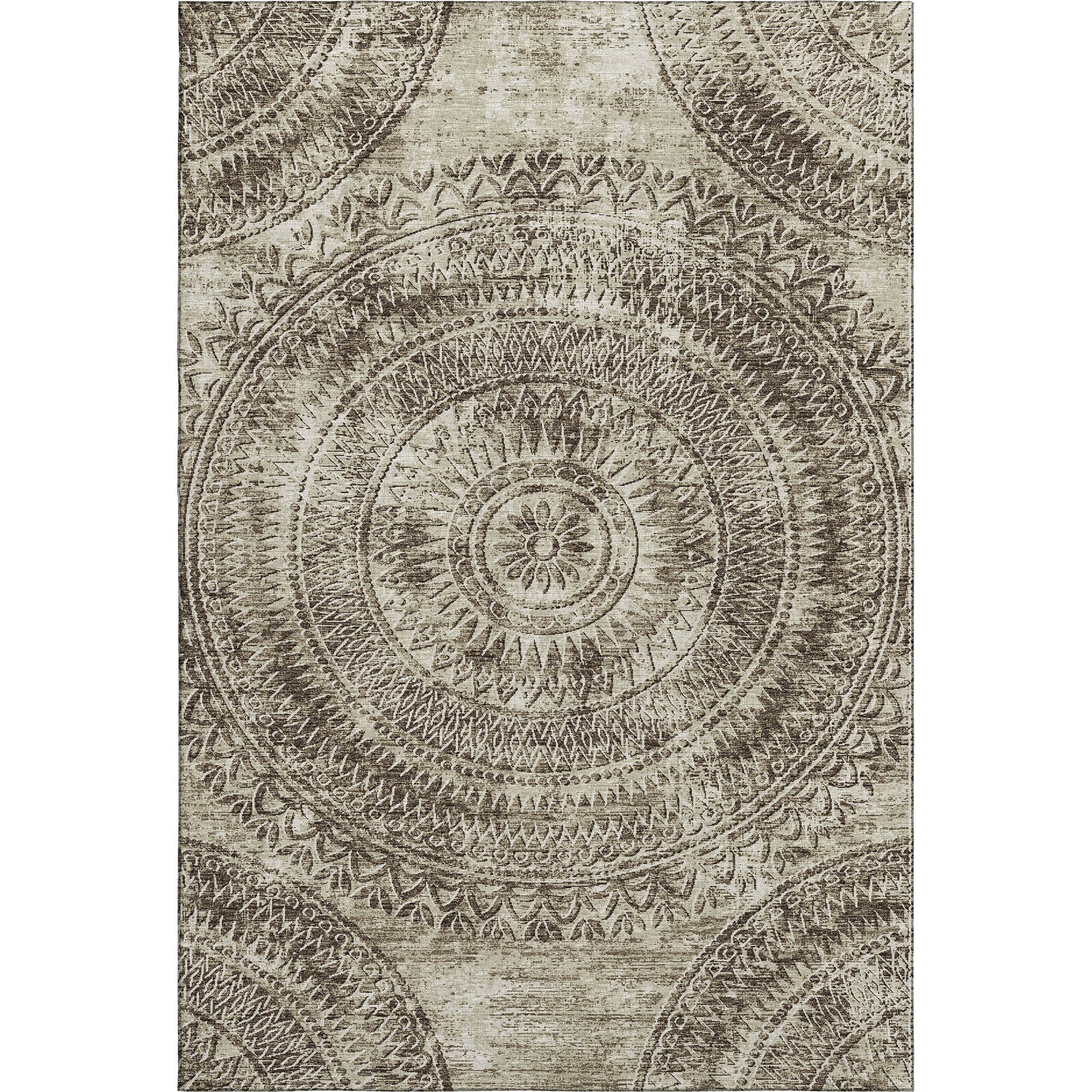 Antigua Machine Washable Transitional Brown Rug 2'6" x 3'10" #shape_Rectangle