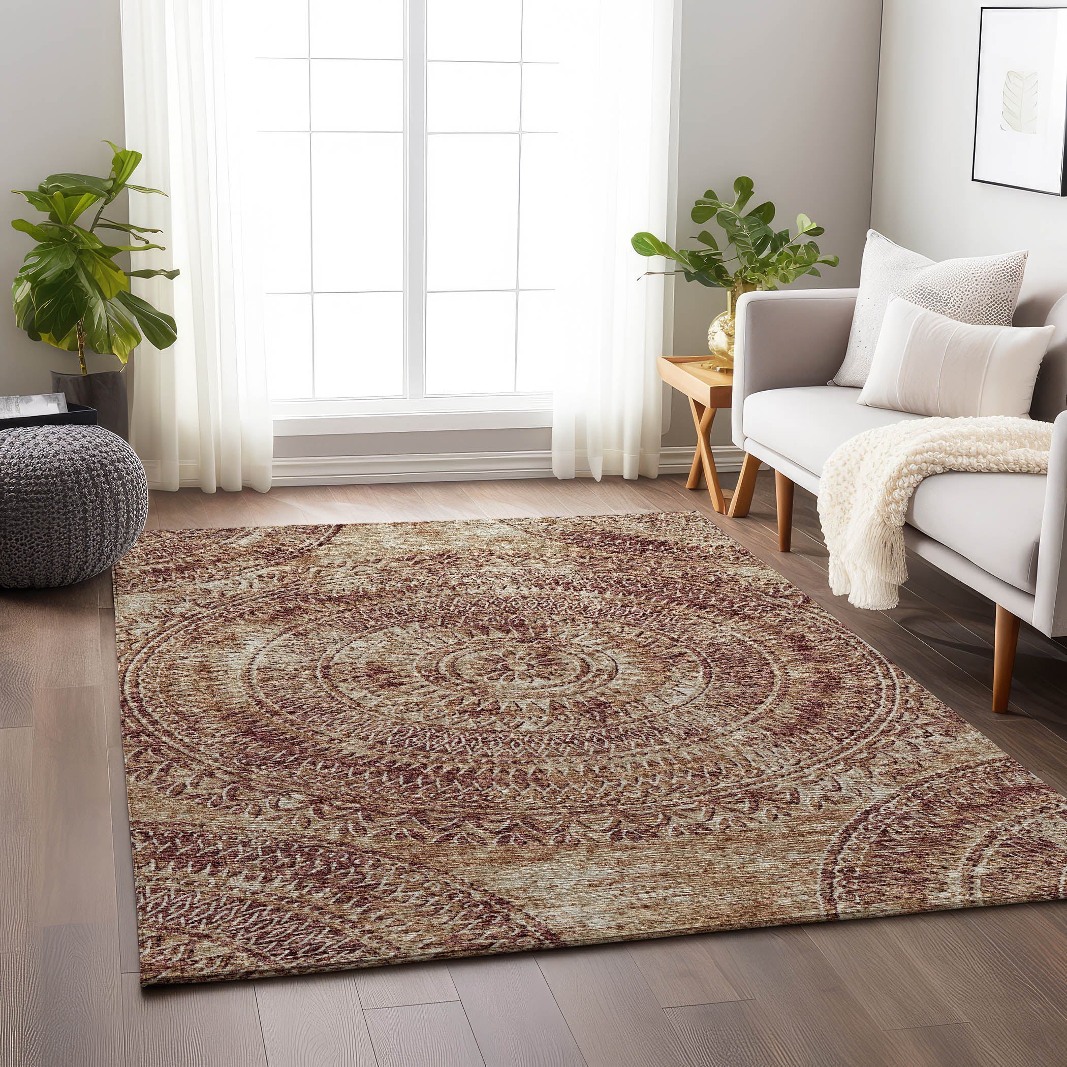 Antigua Machine Washable Transitional Canyon Red Rug 2'6" x 3'10" #shape_Rectangle