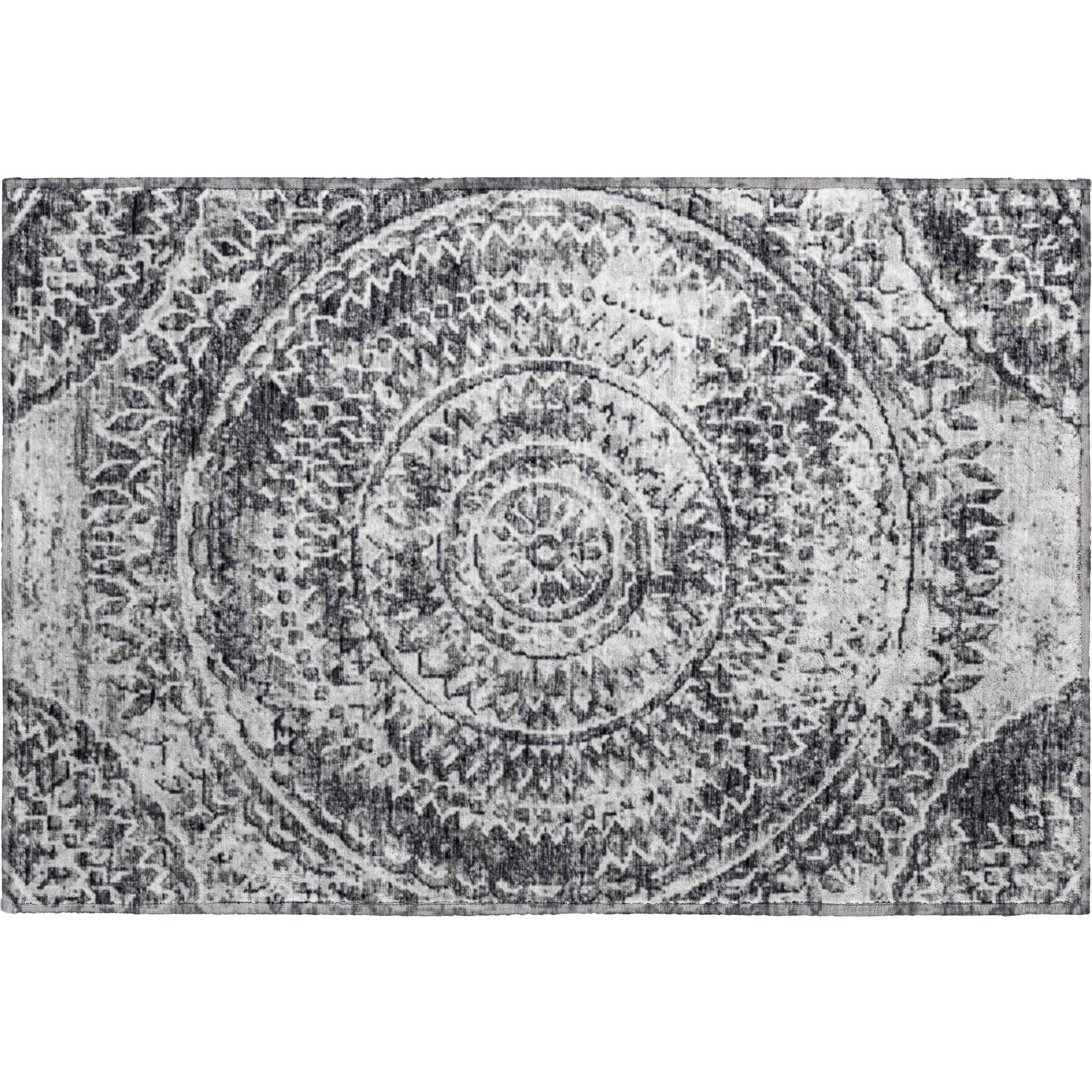 Antigua Machine Washable Transitional Gray Rug 1'8" x 2'6" #shape_Rectangle