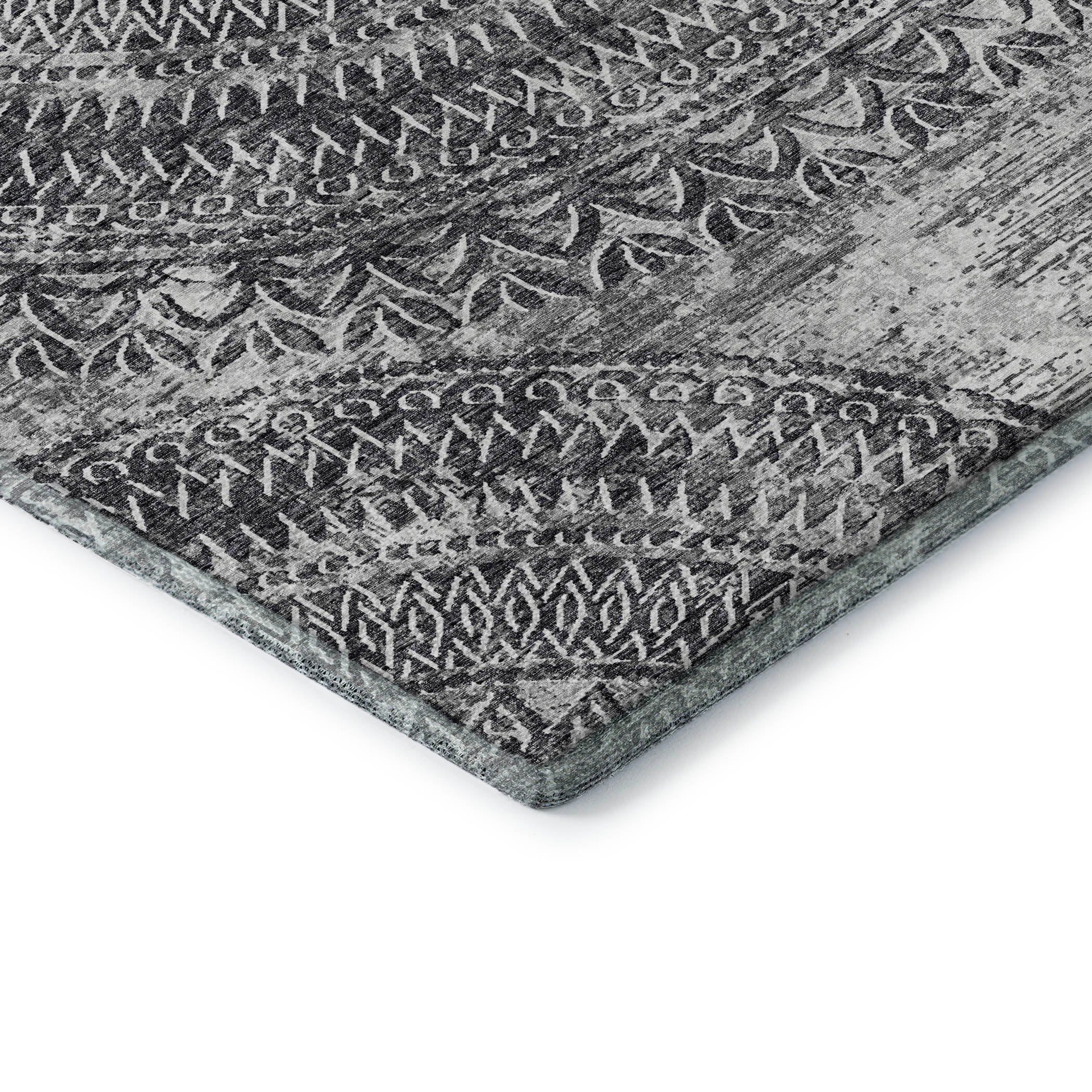 Antigua Machine Washable Transitional Gray Rug 1'8" x 2'6" #shape_Rectangle