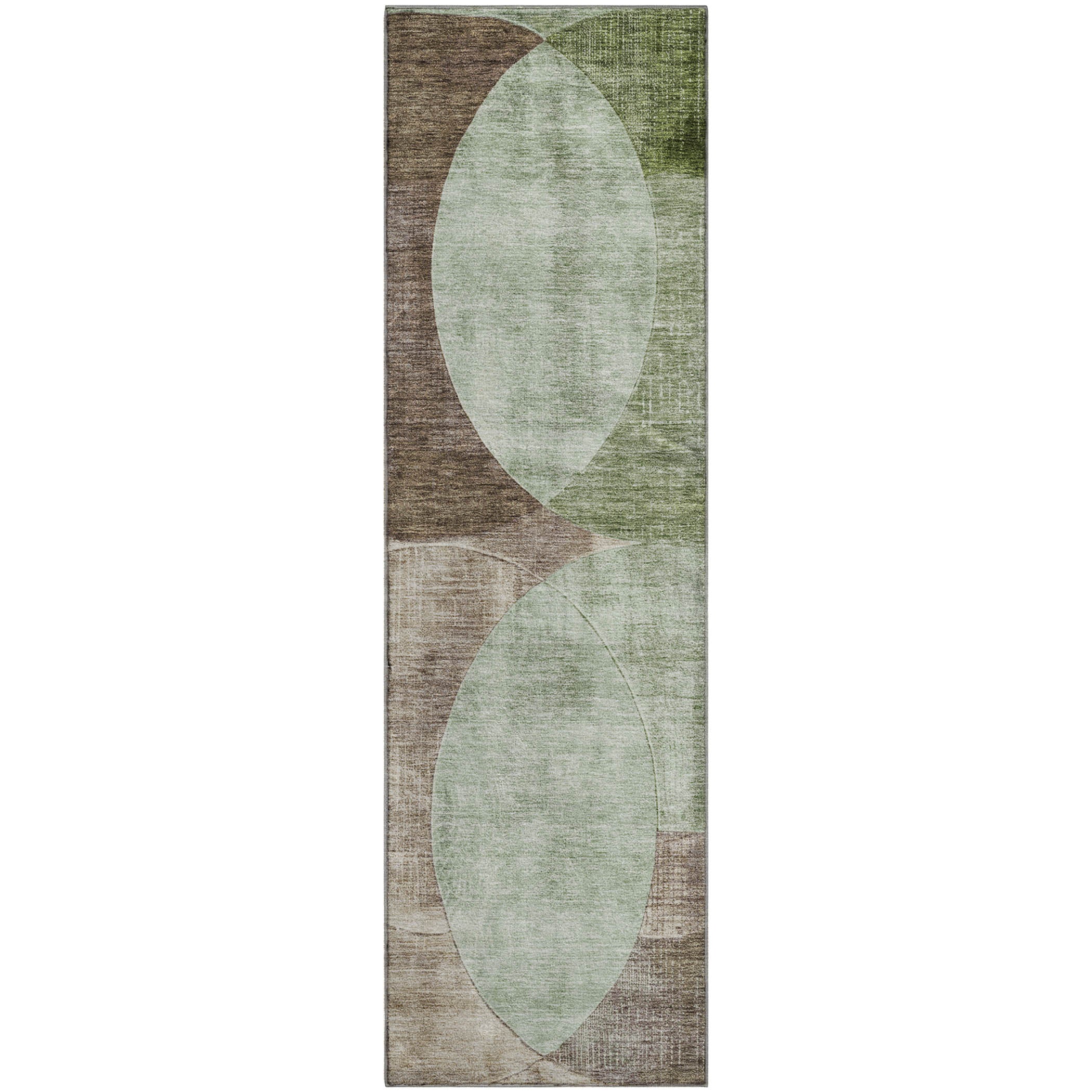 Lisbon Machine Washable Transitional Aloe Green Rug 2'3" x 7'6" #shape_Runner