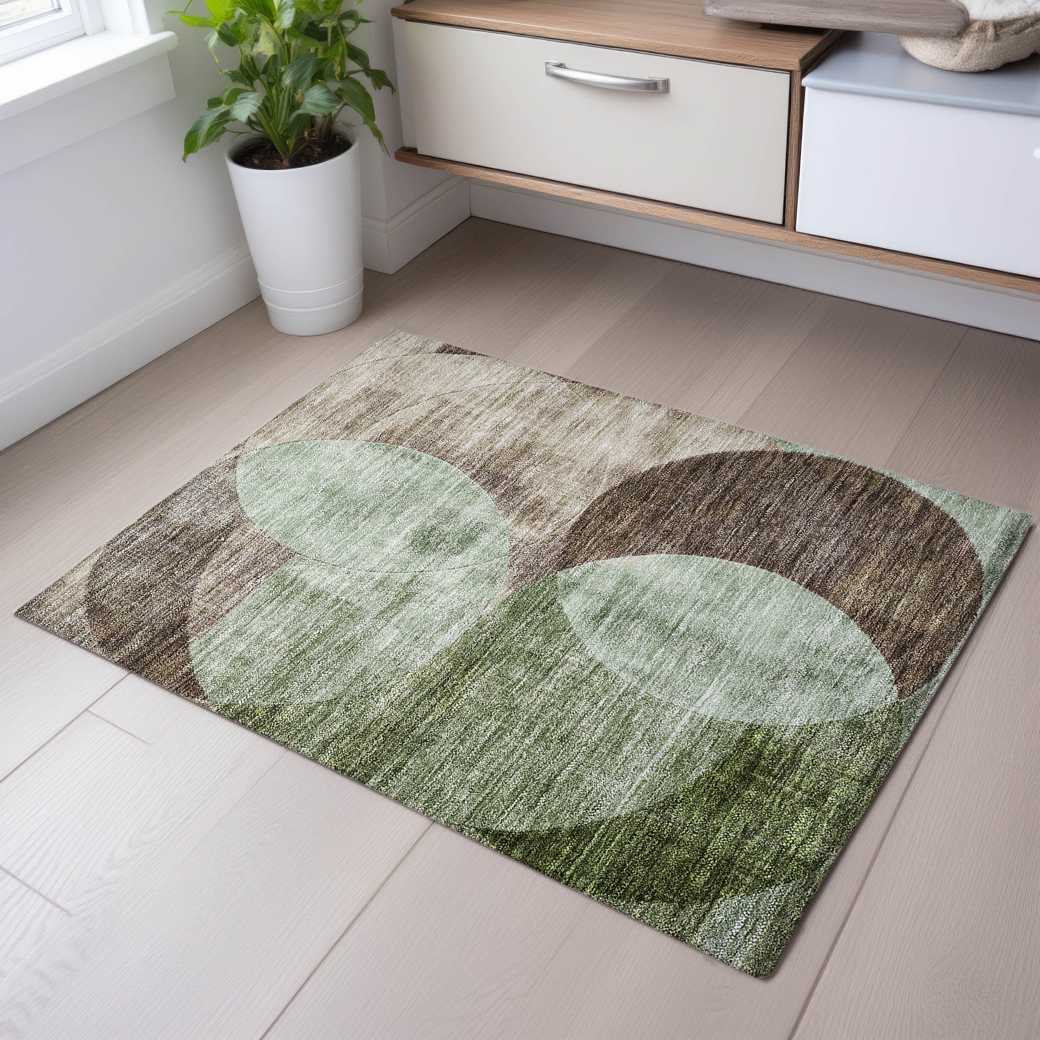 Lisbon Machine Washable Transitional Aloe Green Rug 1'8" x 2'6" #shape_Rectangle