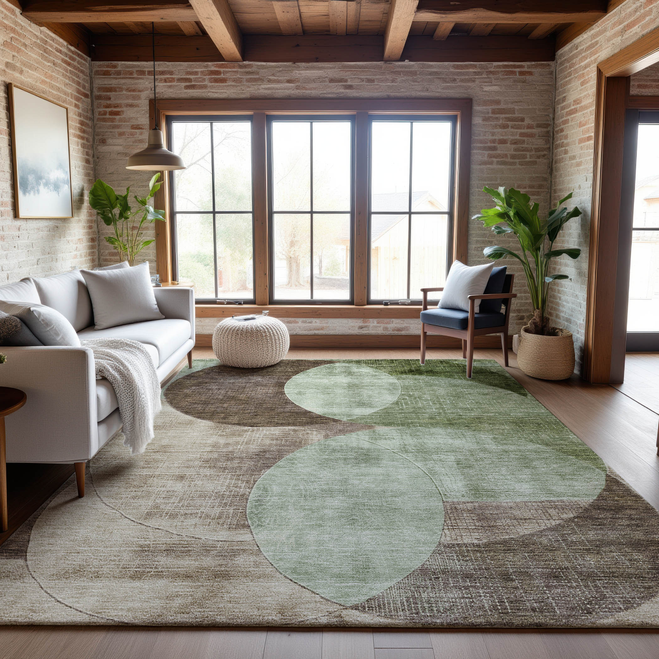 Lisbon Machine Washable Transitional Aloe Green Rug 2'6" x 3'10" #shape_Rectangle