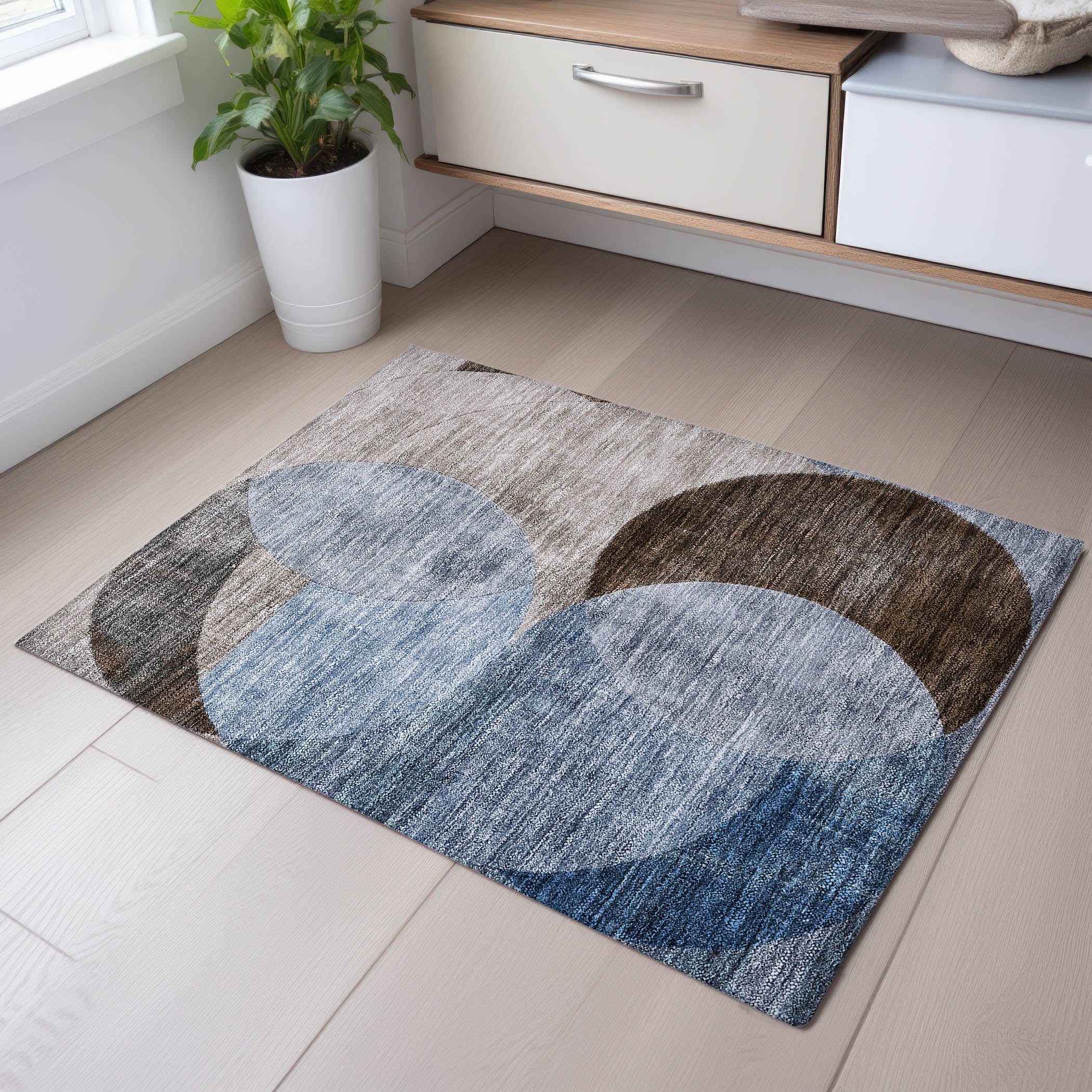 Lisbon Machine Washable Transitional Denim Blue Rug 1'8" x 2'6" #shape_Rectangle
