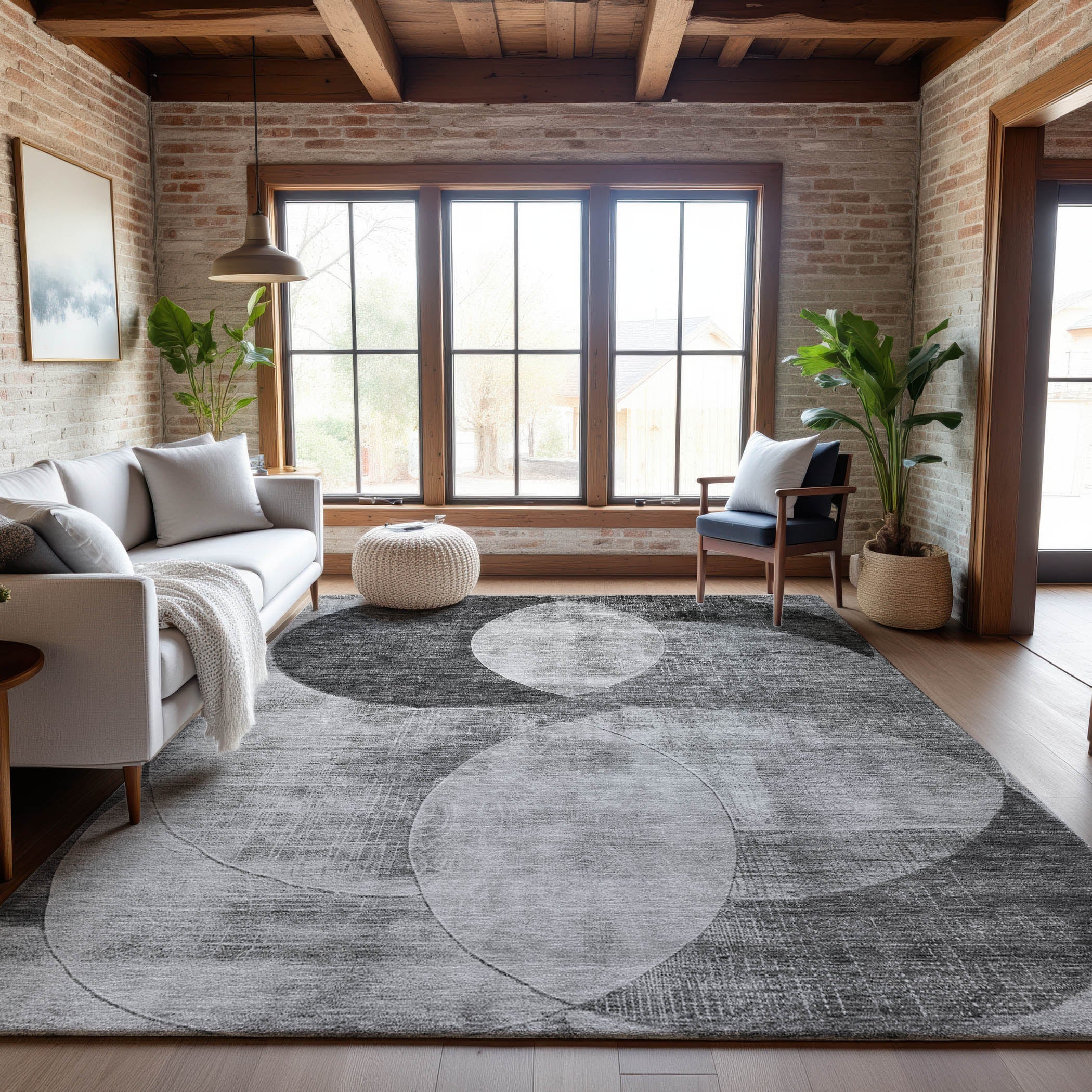 Lisbon Machine Washable Transitional Gray Rug 2'6" x 3'10" #shape_Rectangle