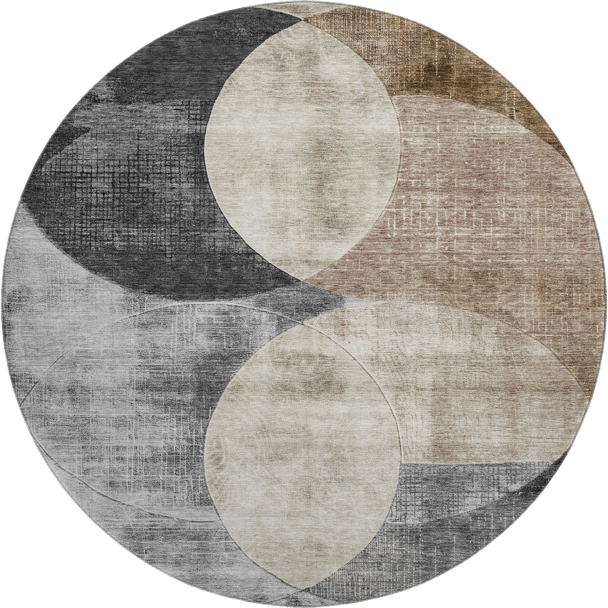 Lisbon Machine Washable Transitional Pewter Gray Rug 8' x 8' #shape_Round