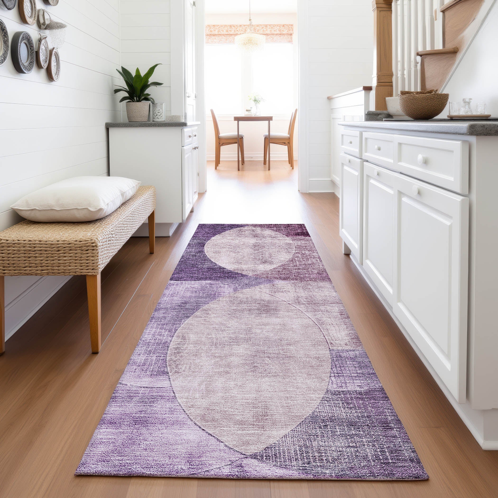 Lisbon Machine Washable Transitional Purple Rug 2'3" x 7'6" #shape_Runner
