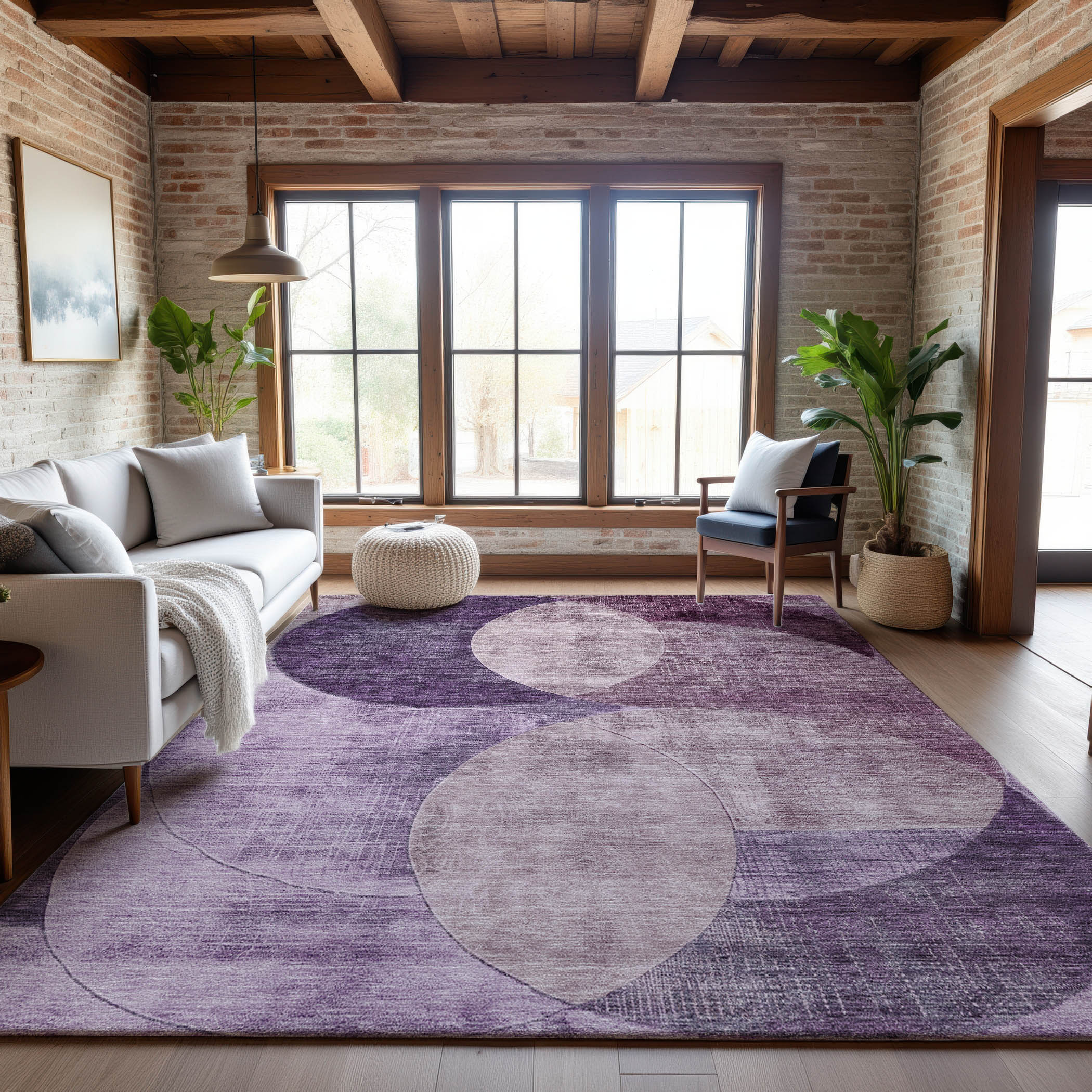 Lisbon Machine Washable Transitional Purple Rug 2'6" x 3'10" #shape_Rectangle