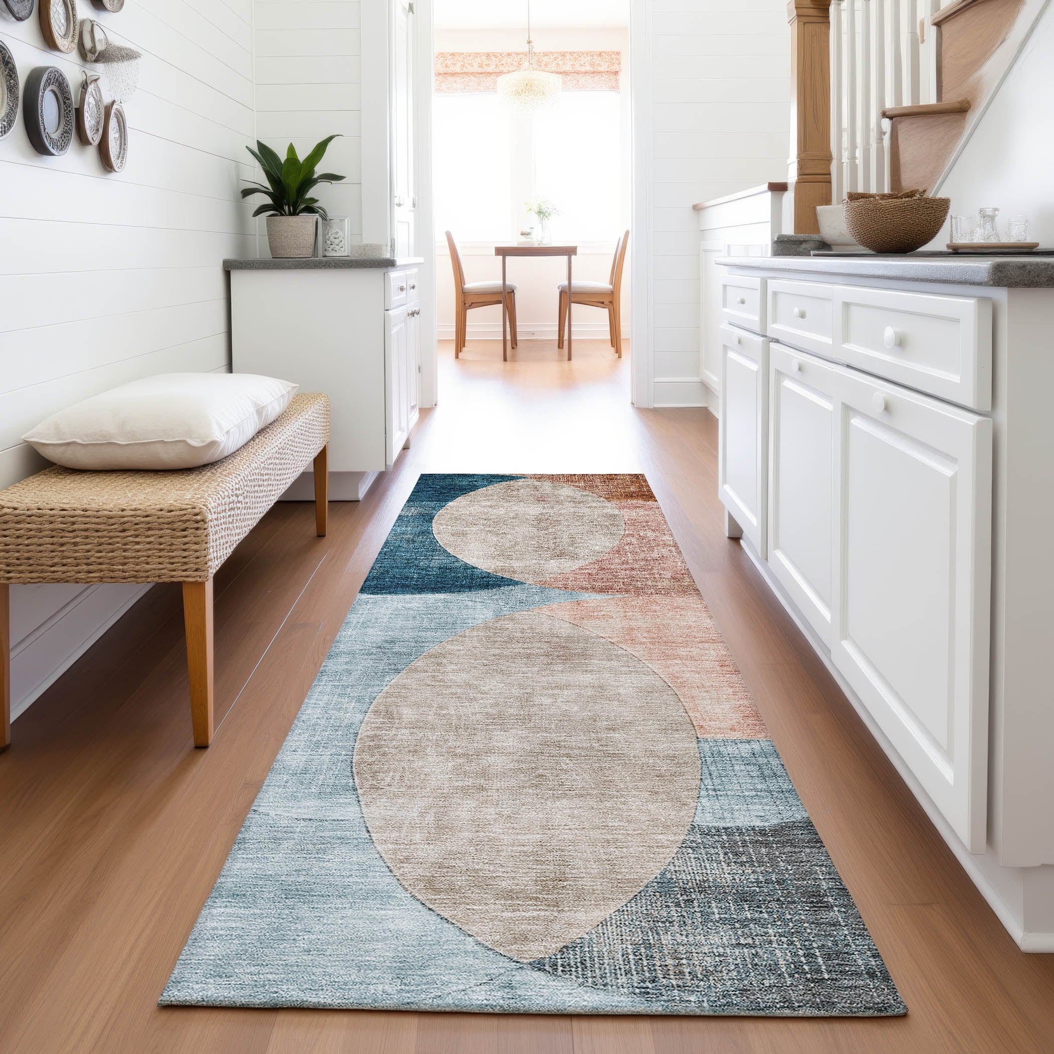 Lisbon Machine Washable Transitional Rust Orange Rug 2'3" x 7'6" #shape_Runner