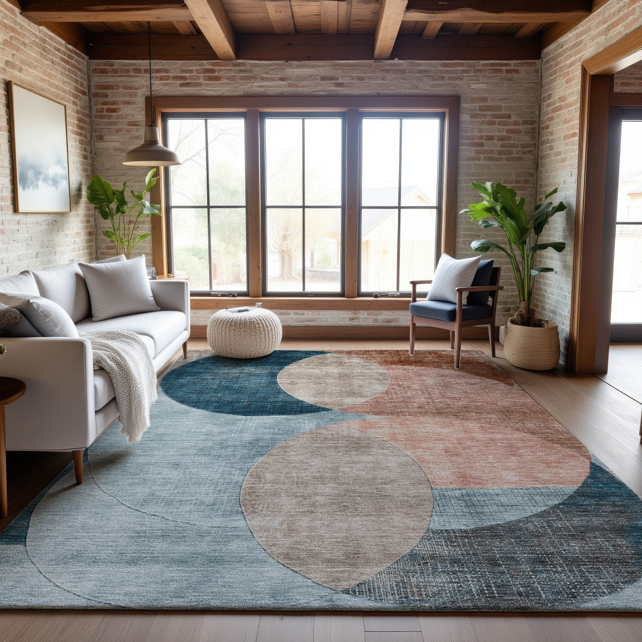 Lisbon Machine Washable Transitional Rust Orange Rug 2'6" x 3'10" #shape_Rectangle