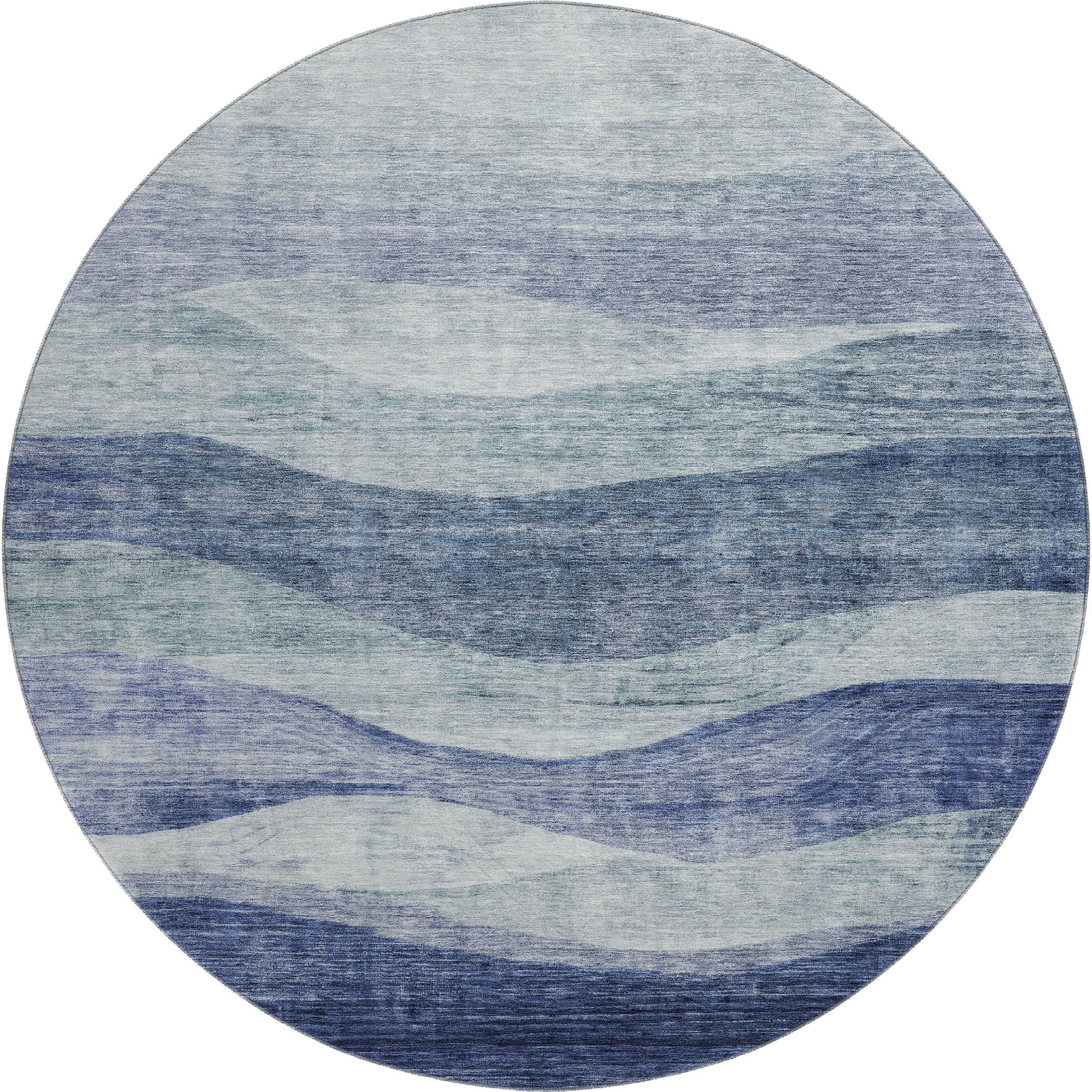 Cusco Machine Washable Transitional Blue Rug 8' x 8' #shape_Round
