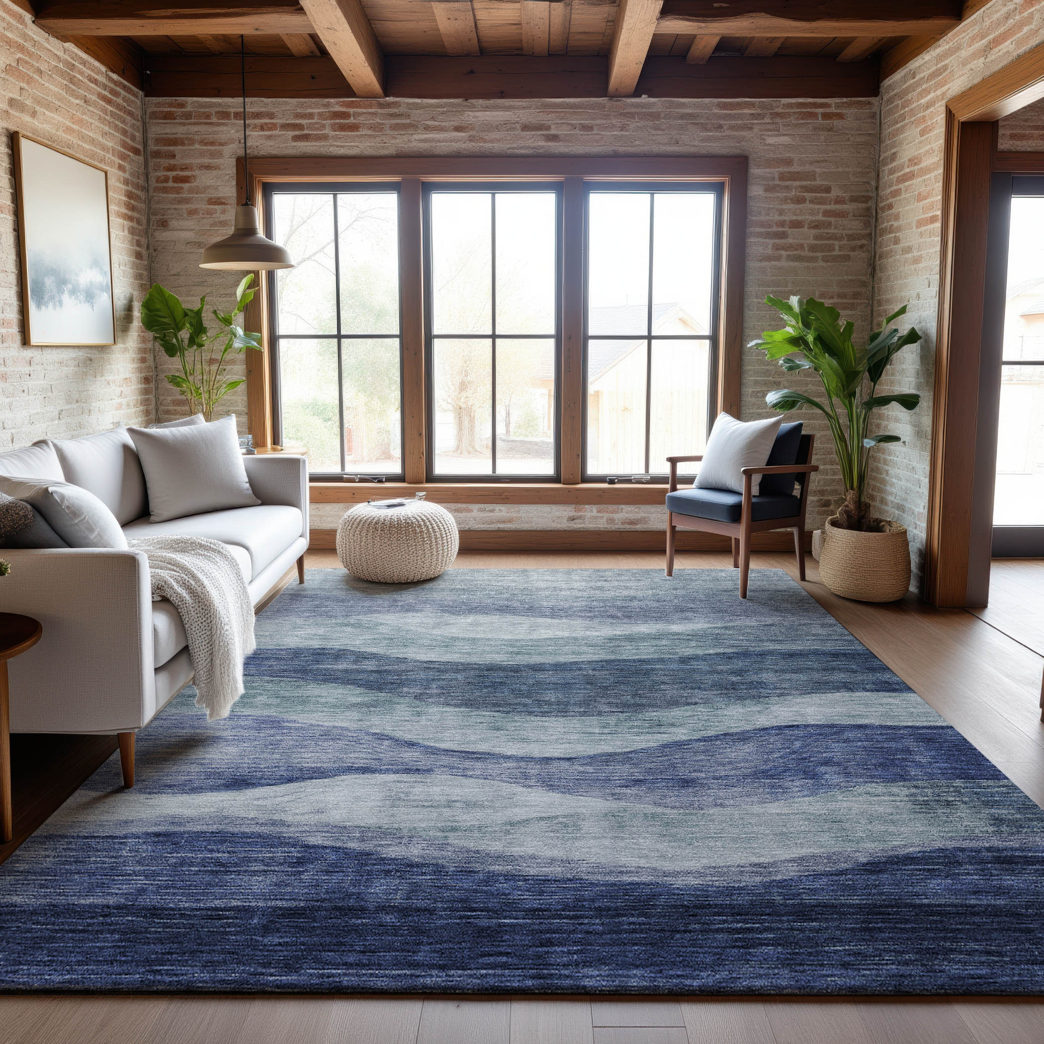 Cusco Machine Washable Transitional Blue Rug 2'6" x 3'10" #shape_Rectangle