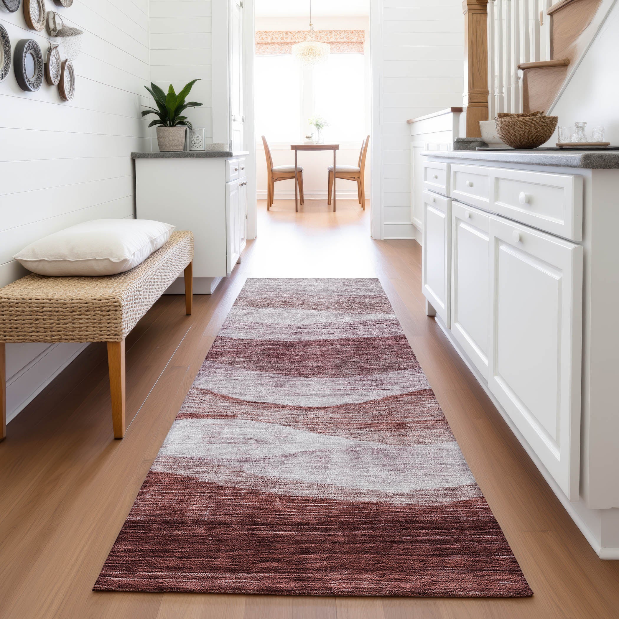 Cusco Machine Washable Transitional Blush Pink Rug 2'3" x 7'6" #shape_Runner