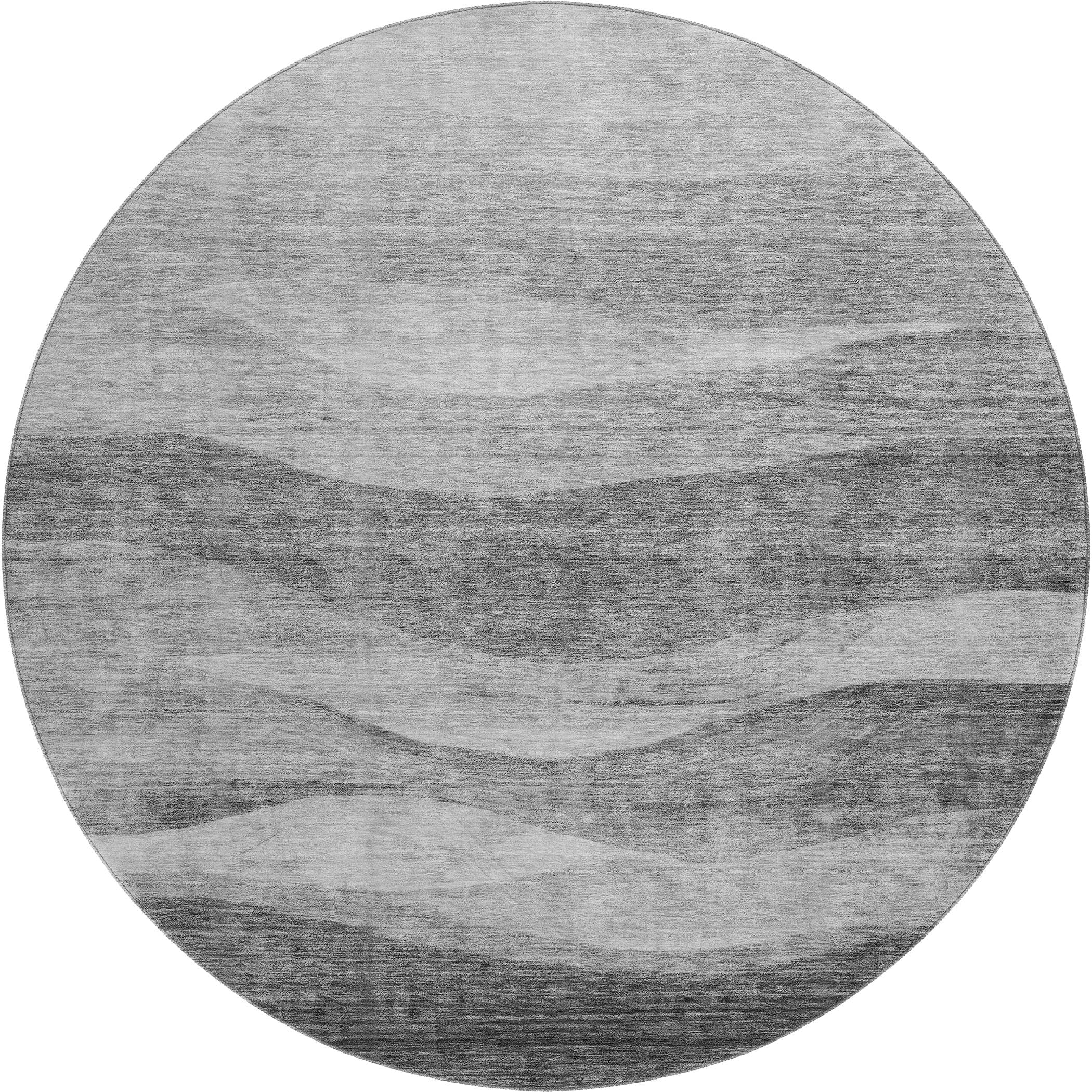 Cusco Machine Washable Transitional Gray Rug 8' x 8' #shape_Round