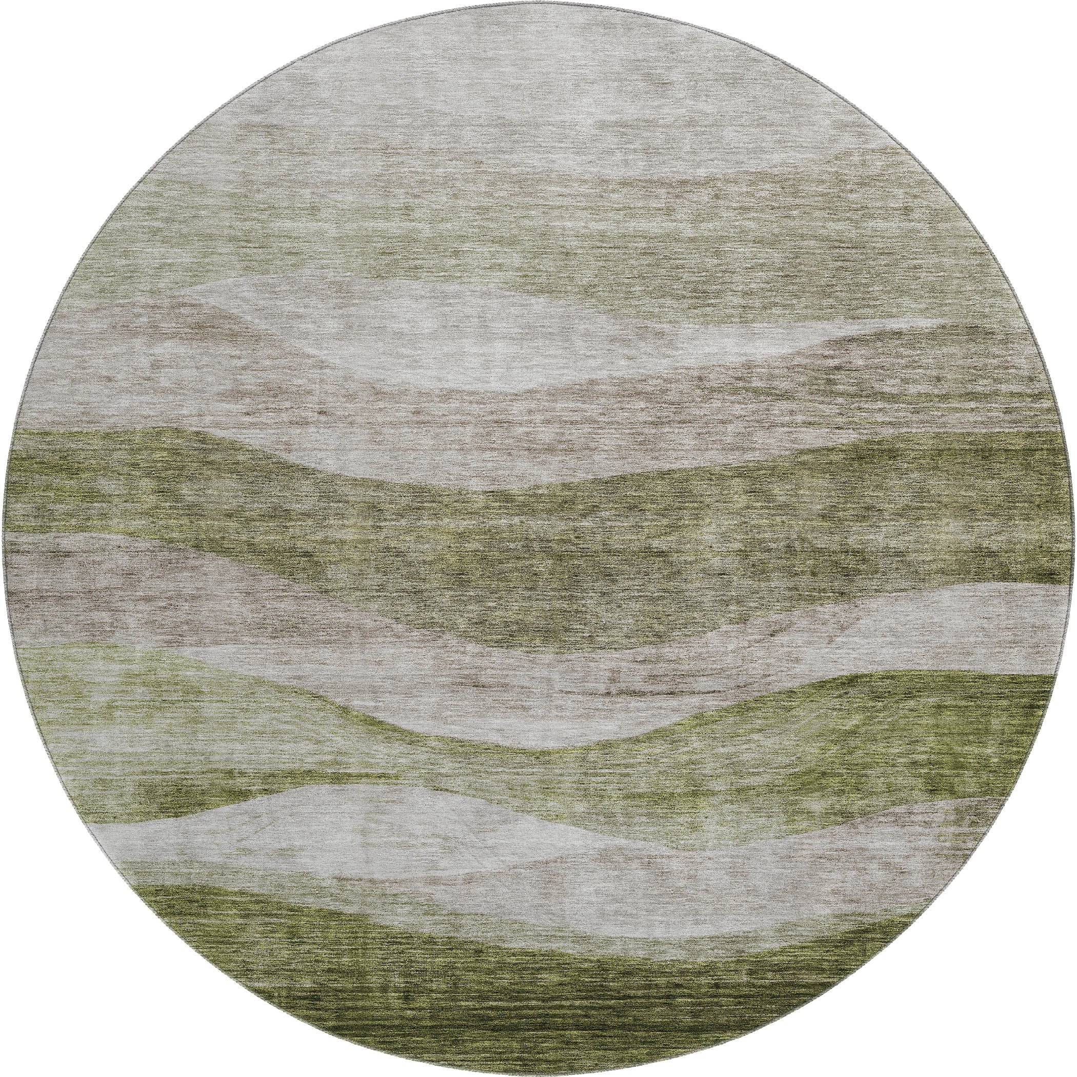 Cusco Machine Washable Transitional Green Rug 8' x 8' #shape_Round