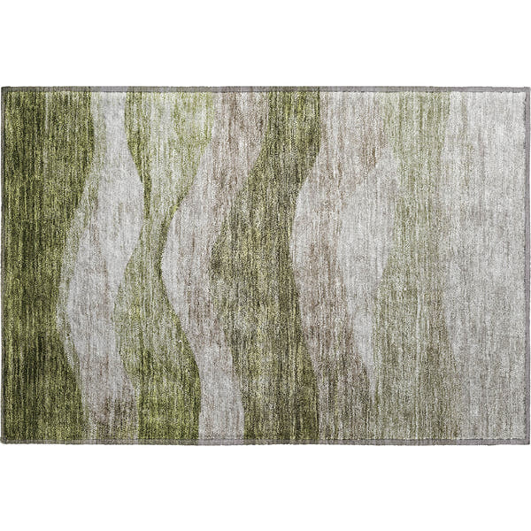 Cusco Machine Washable Transitional Green Rug 1'8" x 2'6"
