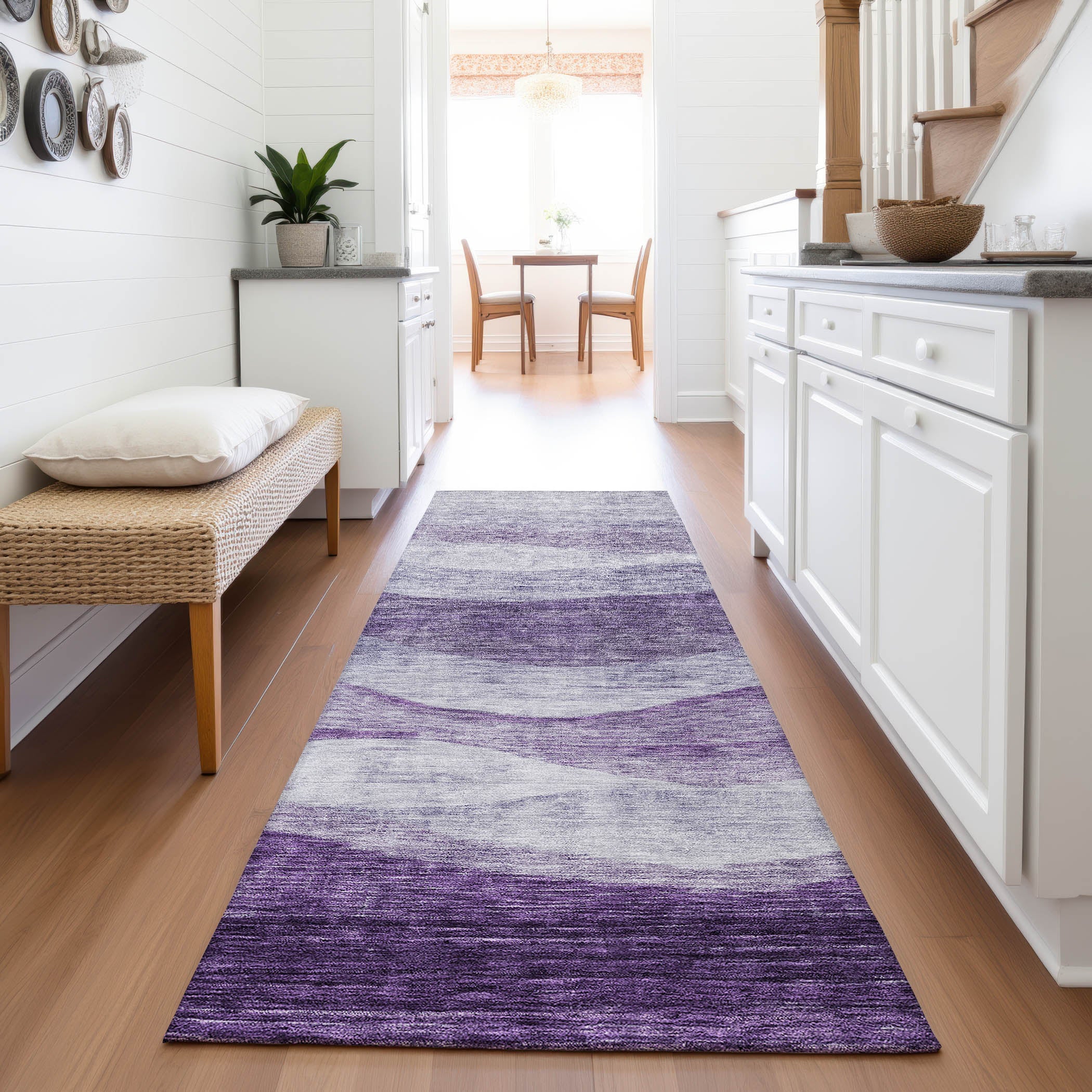 Cusco Machine Washable Transitional Lavender Purple Rug 2'3" x 7'6" #shape_Runner