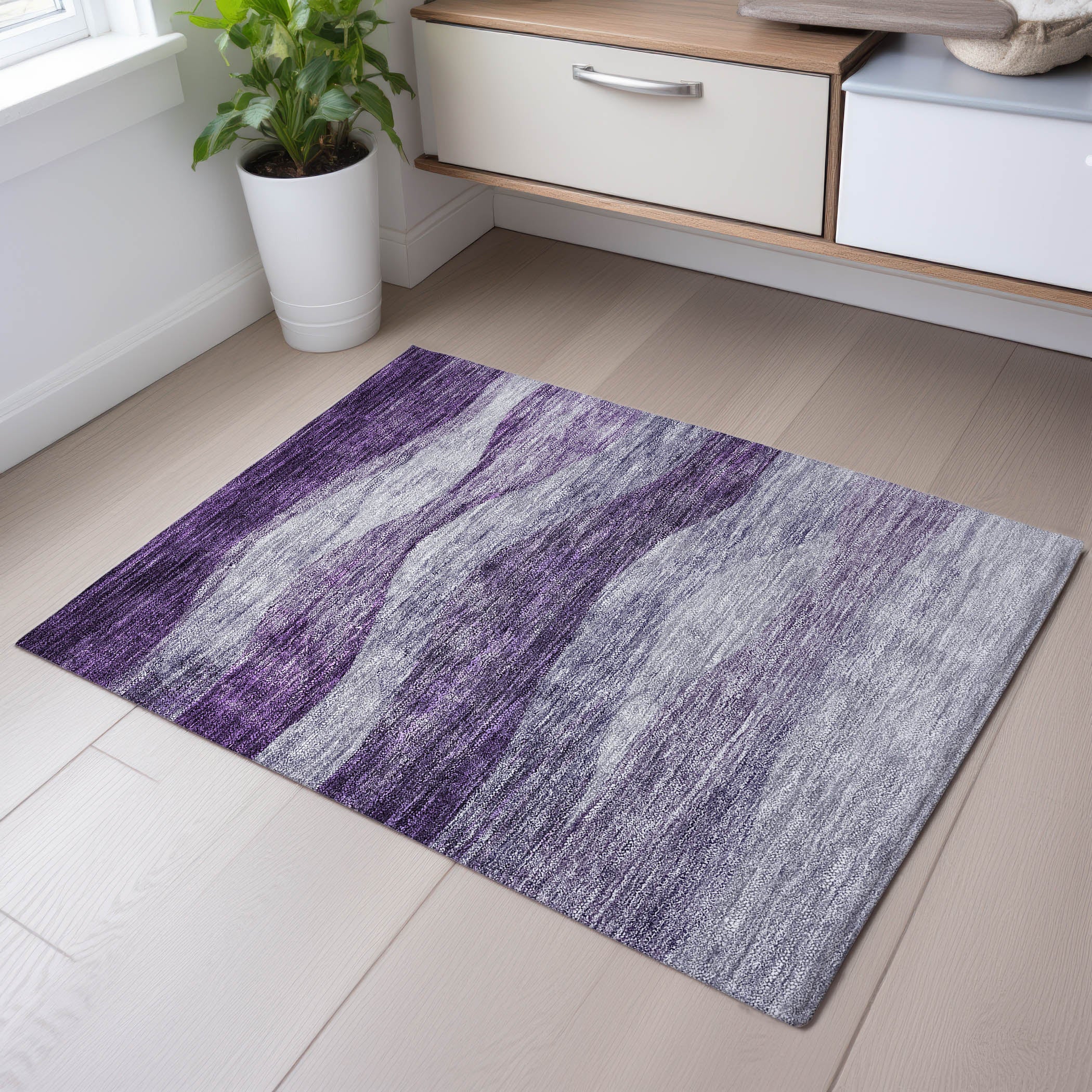 Cusco Machine Washable Transitional Lavender Purple Rug 1'8" x 2'6" #shape_Rectangle