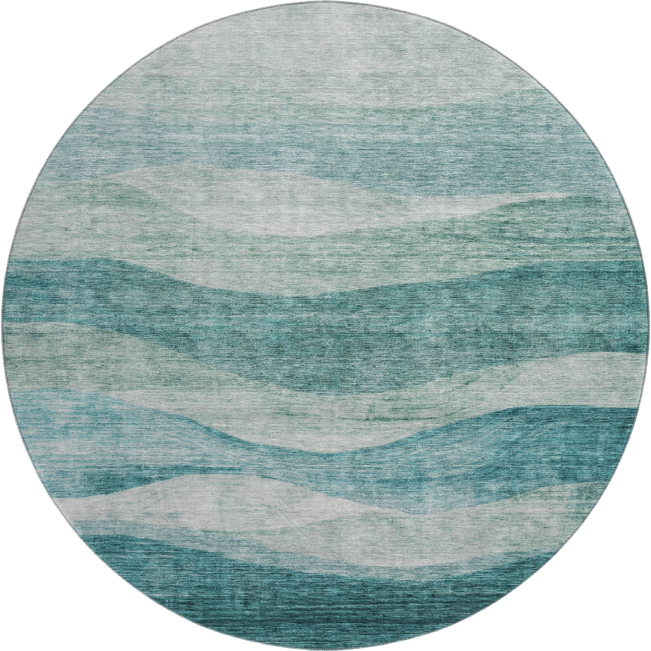 Cusco Machine Washable Transitional Seafoam Blue Rug 8' x 8' #shape_Round