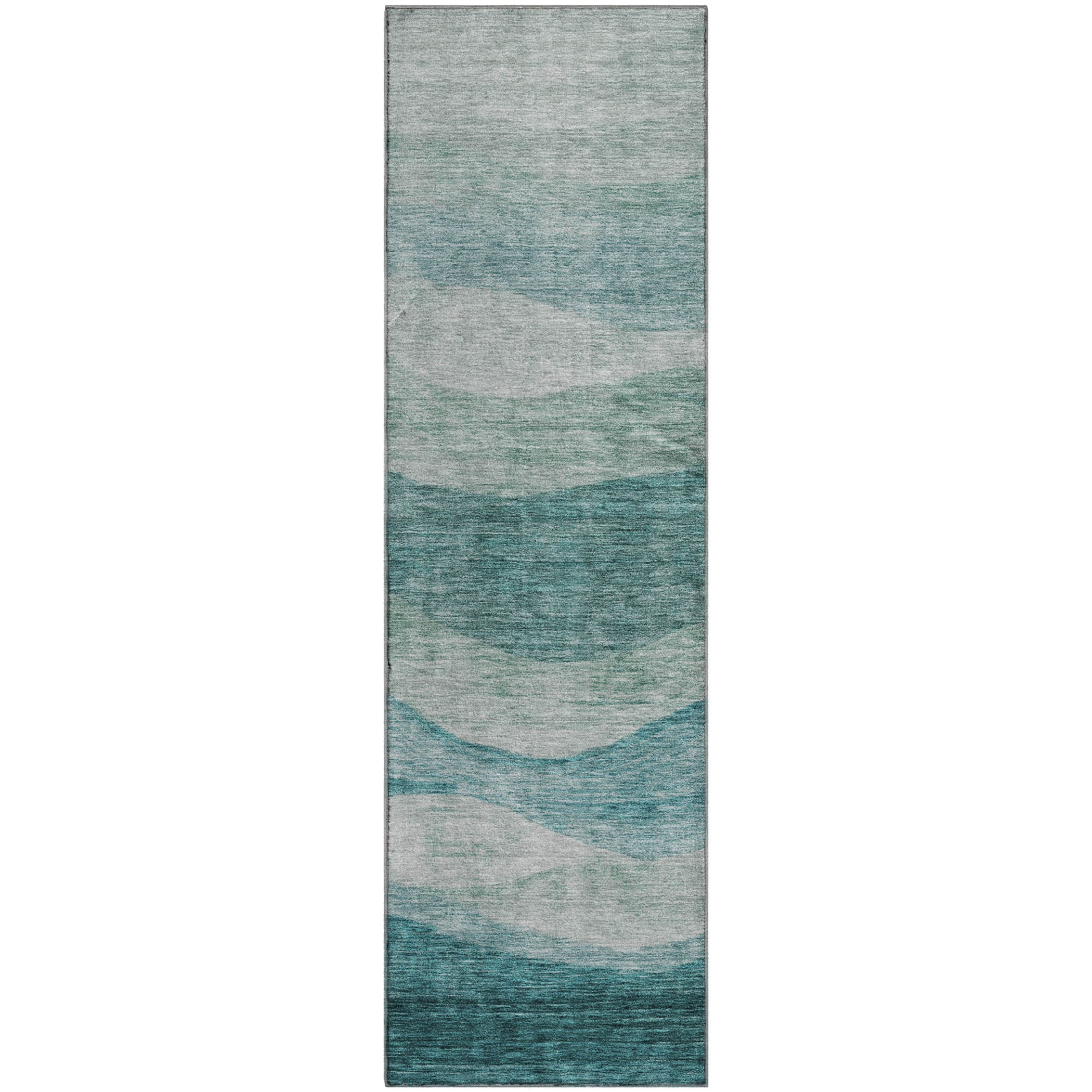 Cusco Machine Washable Transitional Seafoam Blue Rug 2'3" x 7'6" #shape_Runner